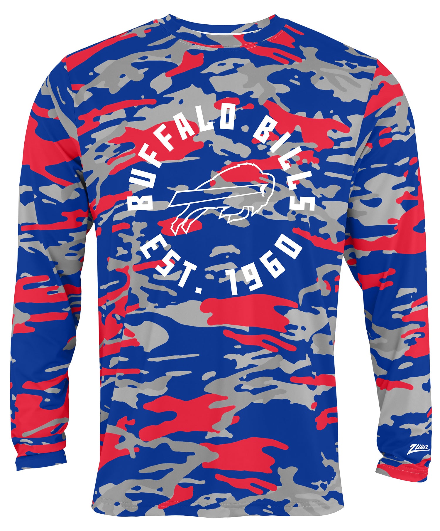 Zubaz NFL Men's Camo Alternate Color with White Circle Logo Long Sleeve T-Shirt, Buffalo Bills