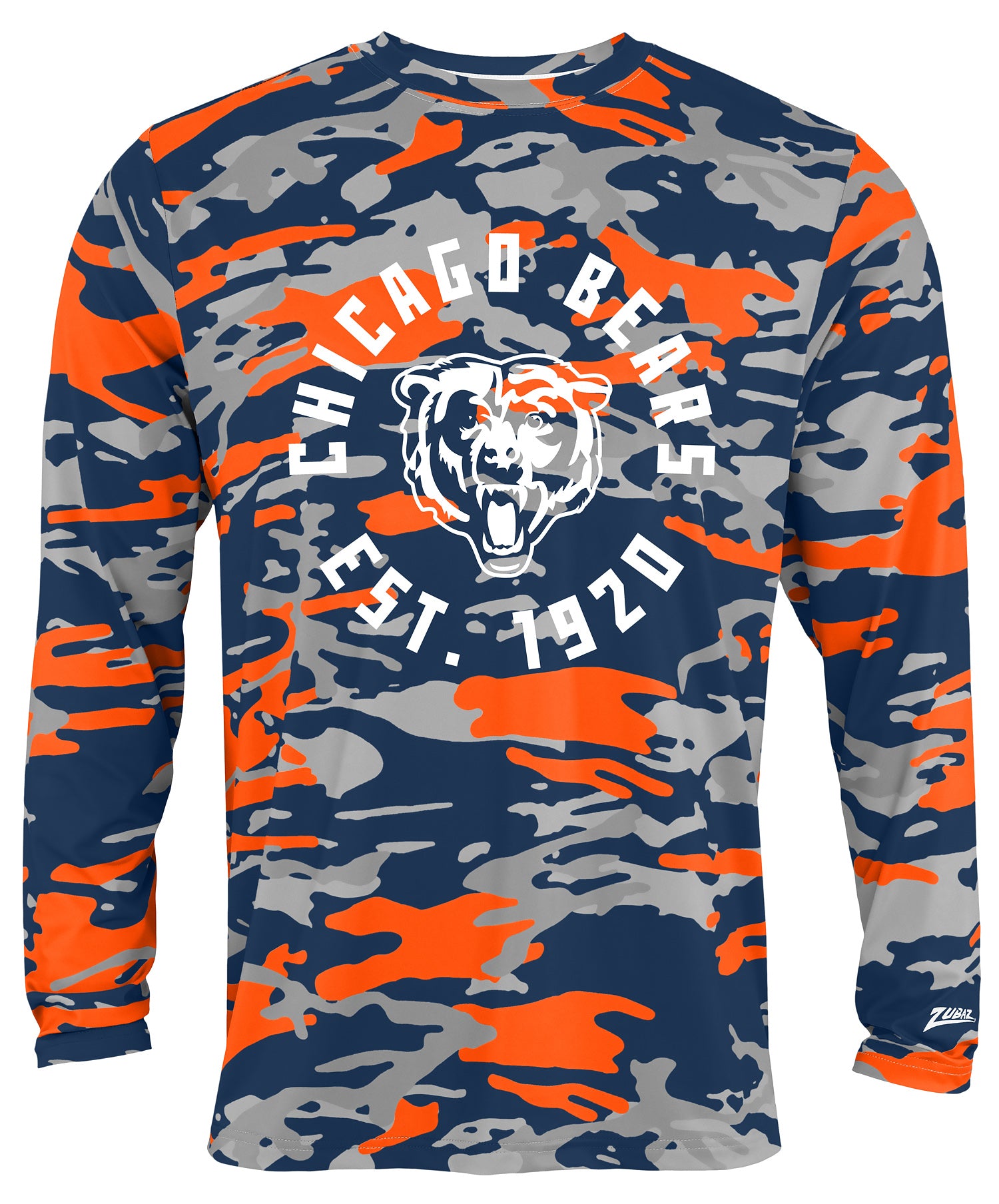 Zubaz NFL Men's Camo Alternate Color with White Circle Logo Long Sleeve T-Shirt, Chicago Bears - Official NFL Bears Zubaz App