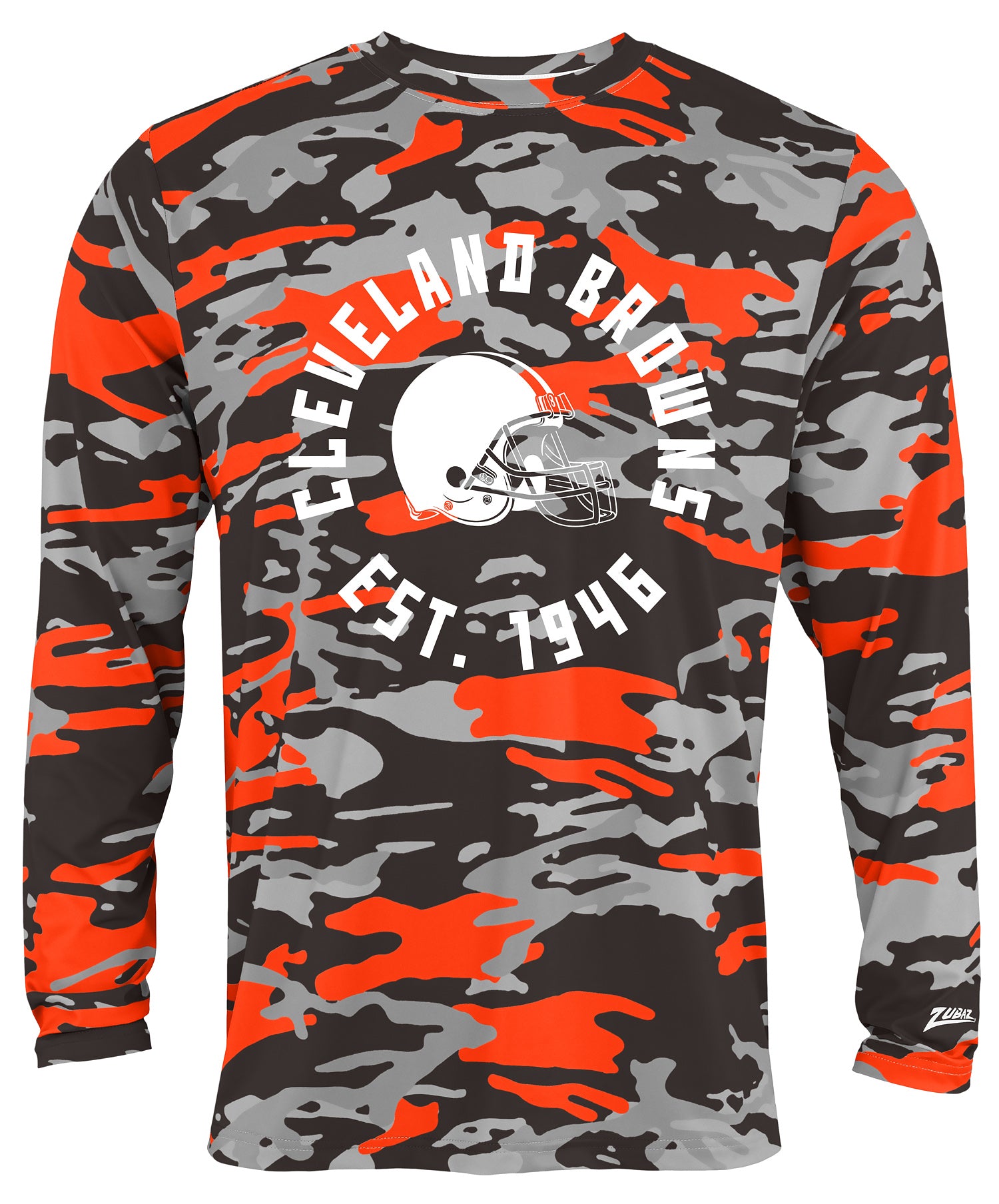 Zubaz NFL Men's Camo Alternate Color with White Circle Logo Long Sleeve T-Shirt, Cleveland Browns - Official NFL Browns Zubaz