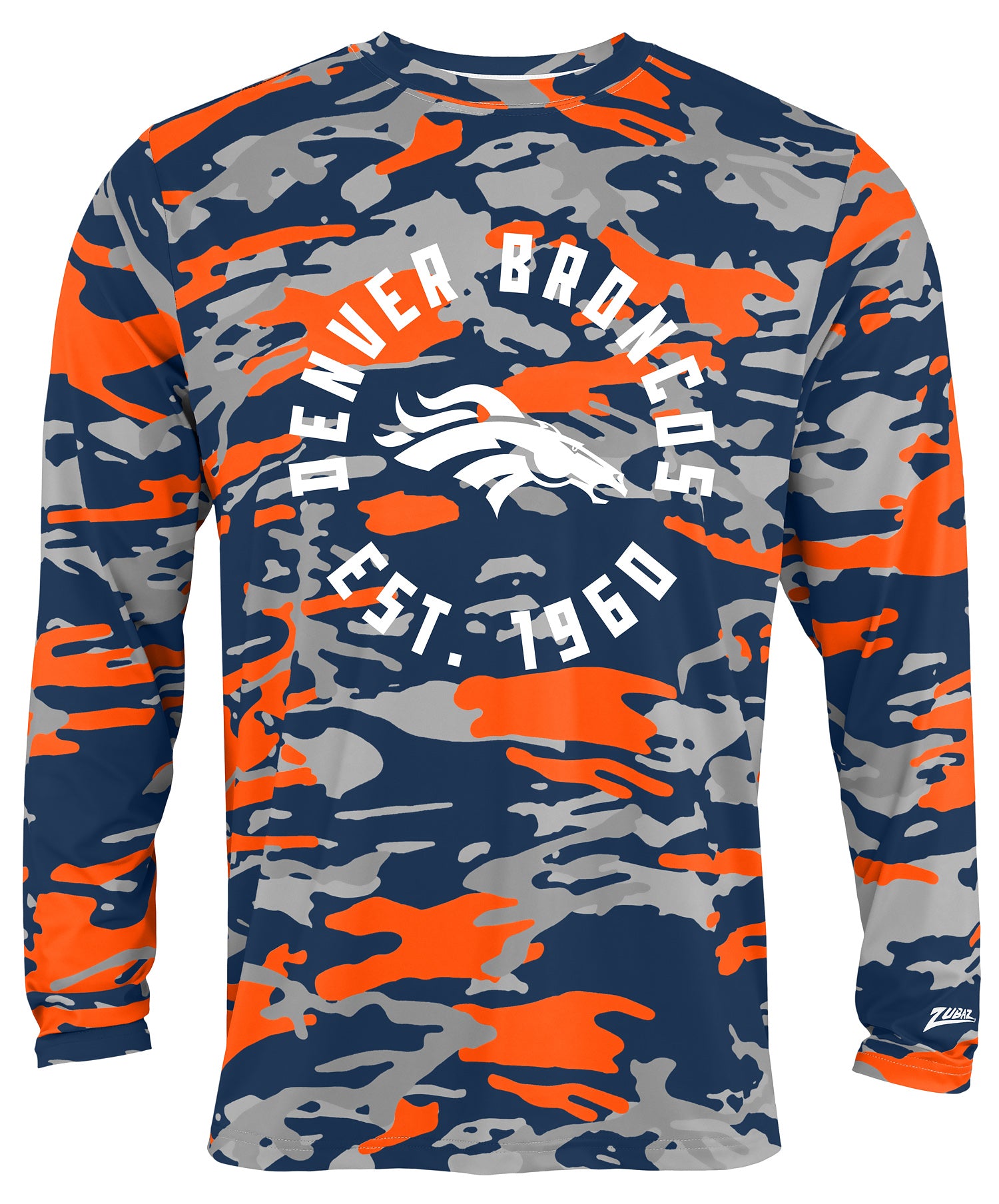 Zubaz NFL Men's Camo Alternate Color with White Circle Logo Long Sleeve T-Shirt, Denver Broncos