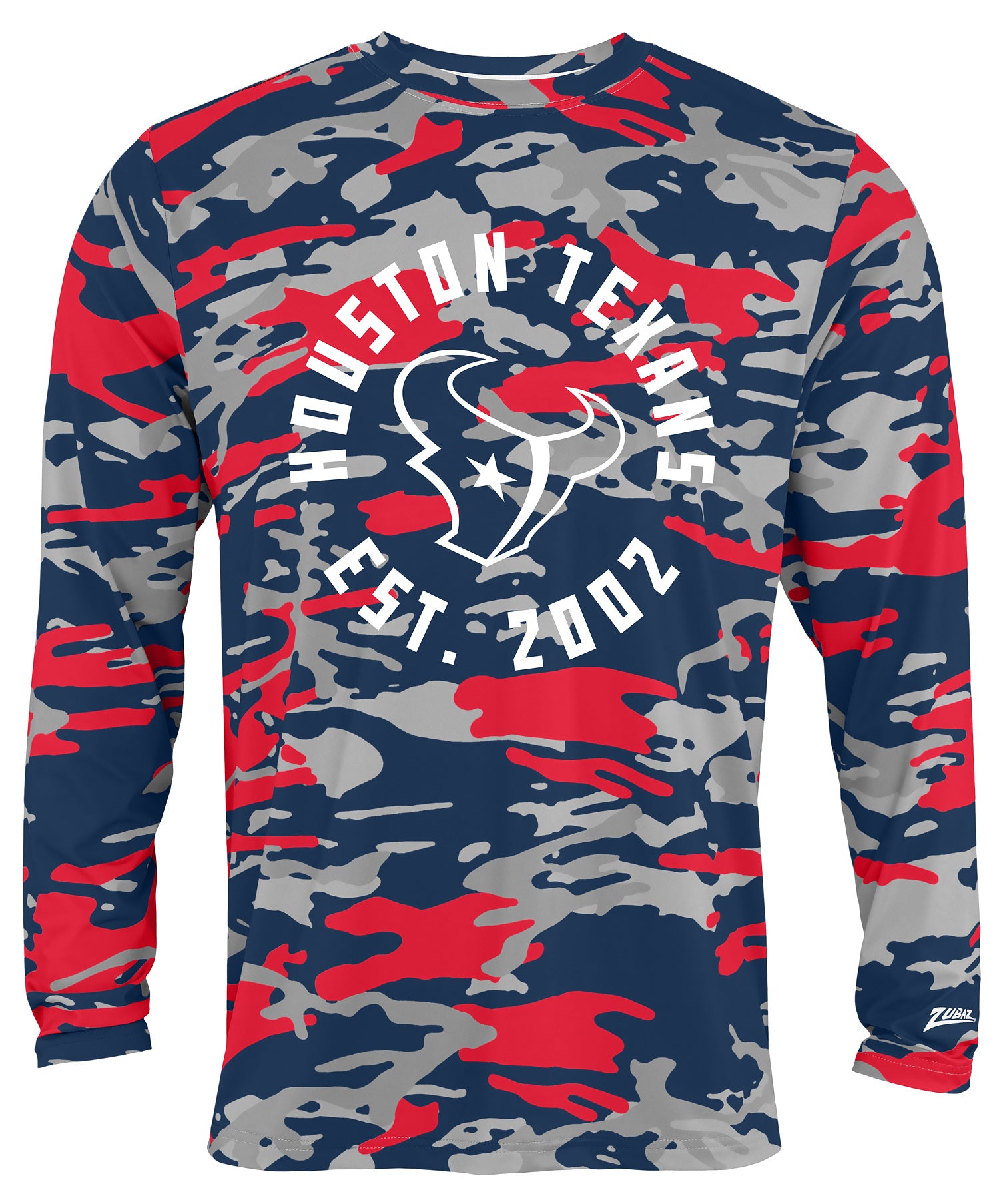 Zubaz NFL Men's Camo Alternate Color with White Circle Logo Long Sleeve T-Shirt, Houston Texans