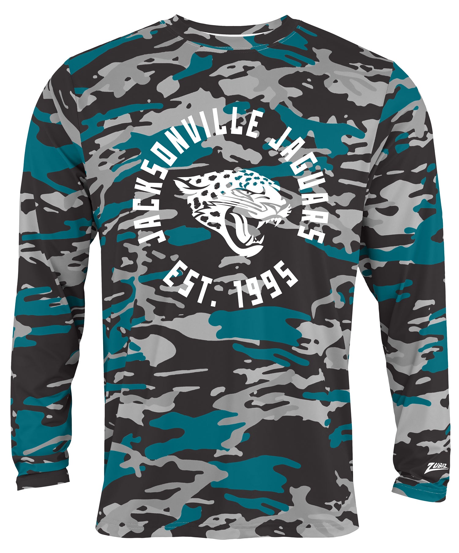 Zubaz NFL Men's Camo Alternate Color with White Circle Logo Long Sleeve T-Shirt, Jacksonville Jaguars