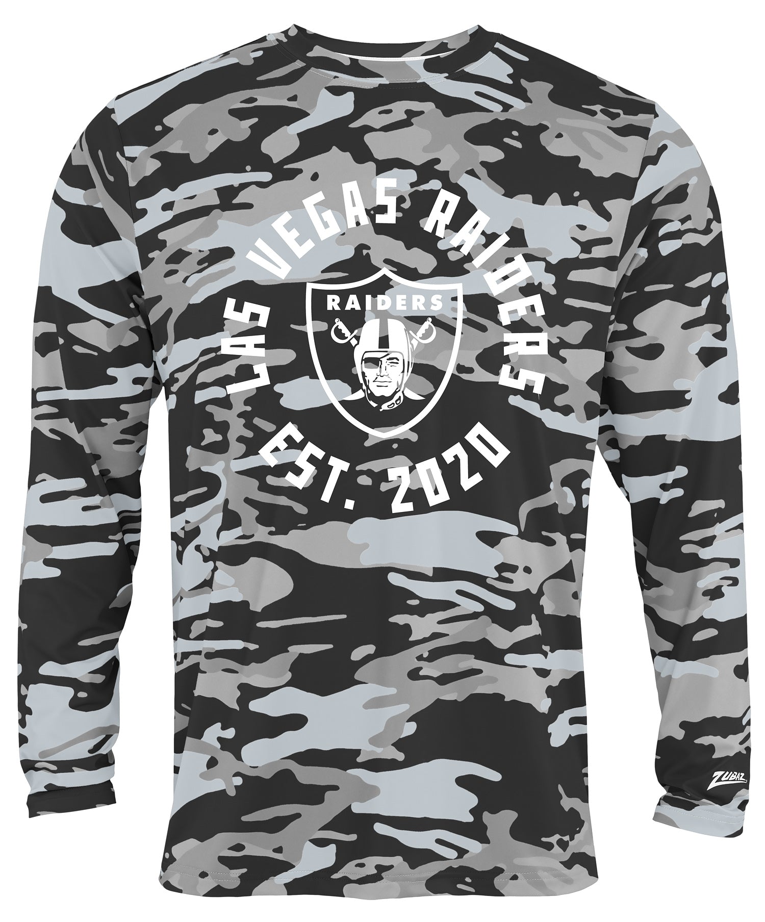 Zubaz NFL Men's Camo Alternate Color with White Circle Logo Long Sleeve T-Shirt, Las Vegas Raiders - Official NFL Raiders Zub