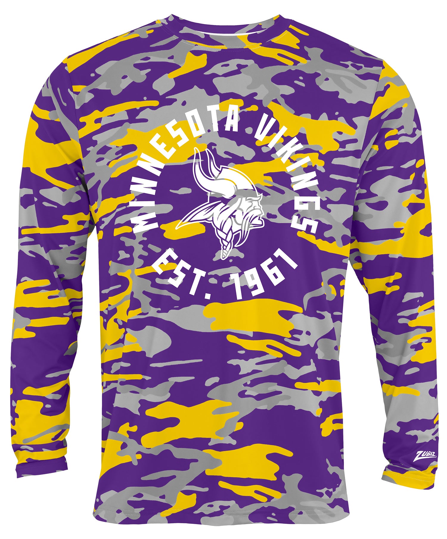 Zubaz NFL Men's Camo Alternate Color with White Circle Logo Long Sleeve T-Shirt, Minnesota Vikings