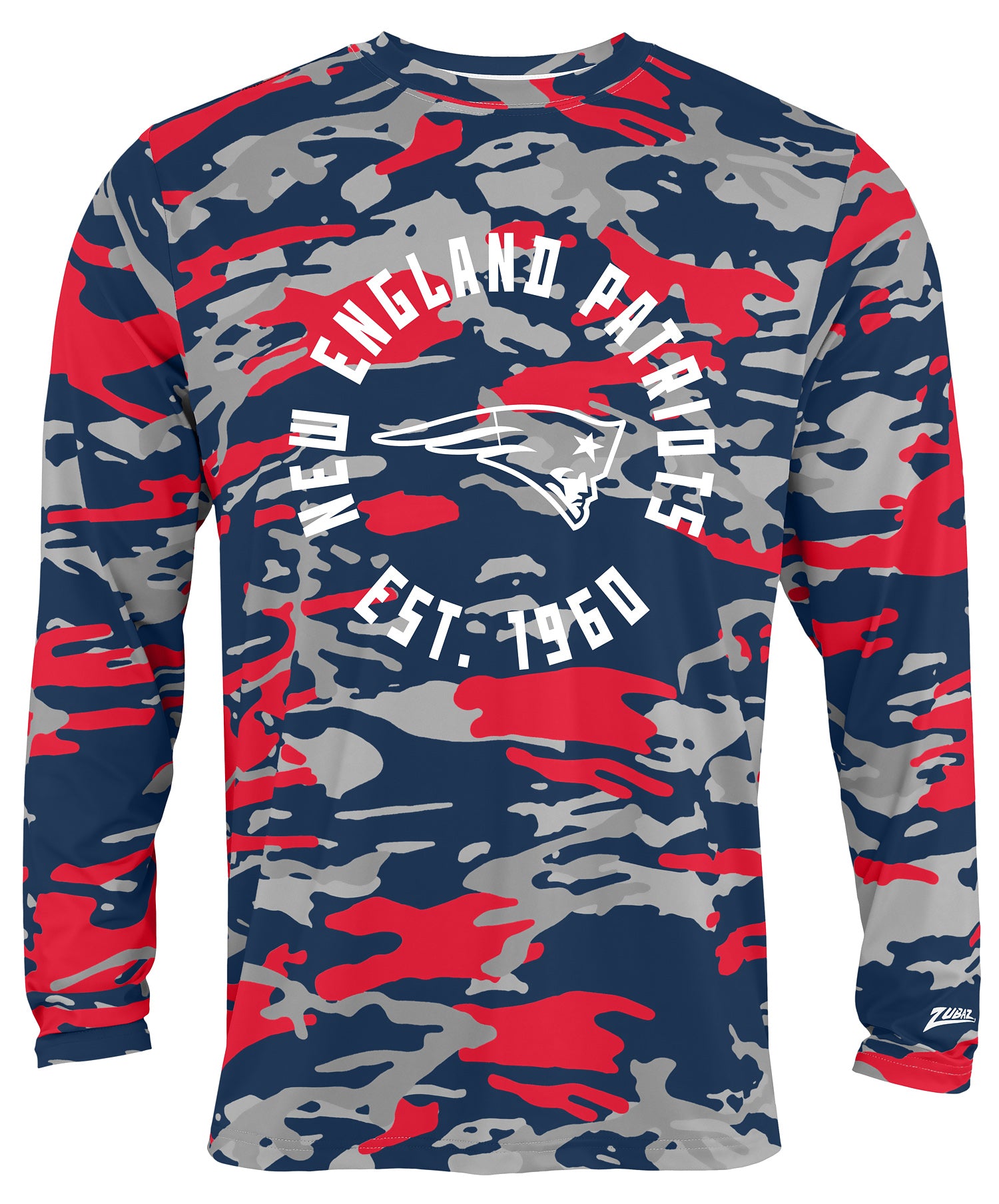 Zubaz NFL Men's Camo Alternate Color with White Circle Logo Long Sleeve T-Shirt, New England Patriots - Official NFL Patriots
