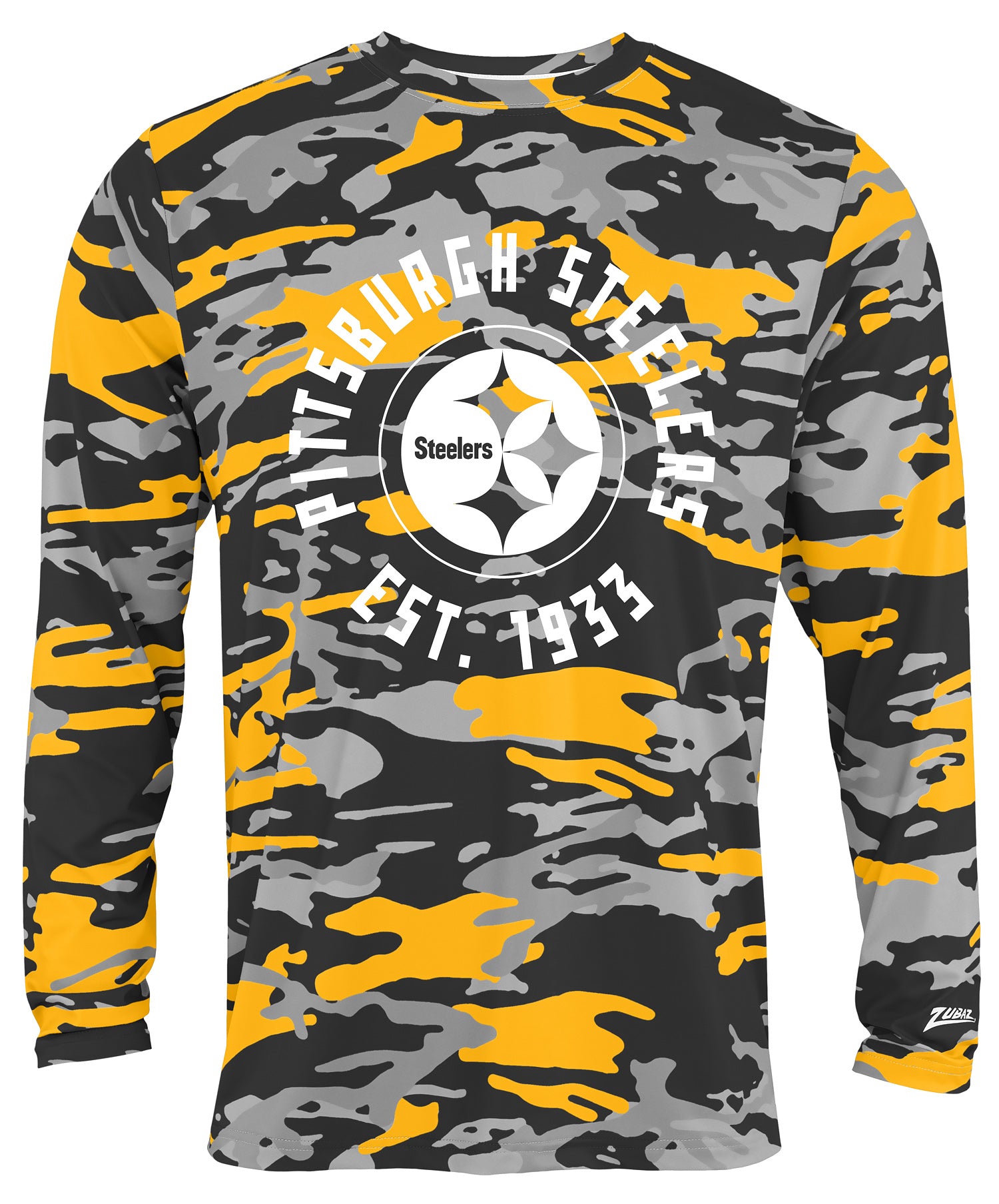 Zubaz NFL Men's Camo Alternate Color with White Circle Logo Long Sleeve T-Shirt, Pittsburgh Steelers