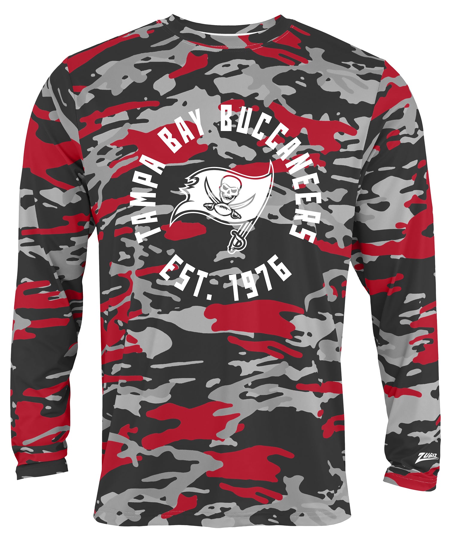 Zubaz NFL Men's Camo Alternate Color with White Circle Logo Long Sleeve T-Shirt, Tampa Bay Buccaneers - Official NFL Licensed