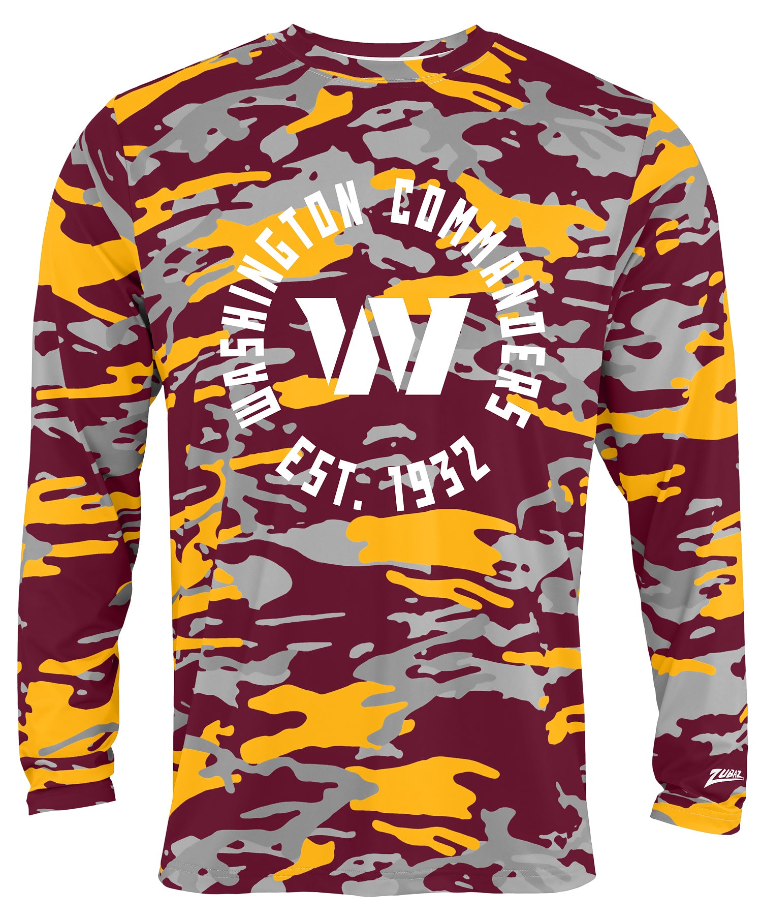 Zubaz NFL Men's Camo Alternate Color with White Circle Logo Long Sleeve T-Shirt, Washington Commanders