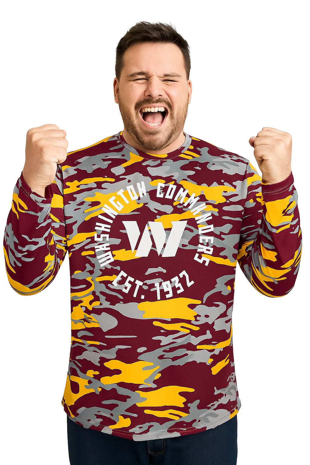 Zubaz NFL Men's Camo Alternate Color with White Circle Logo Long Sleeve T-Shirt, Washington Commanders
