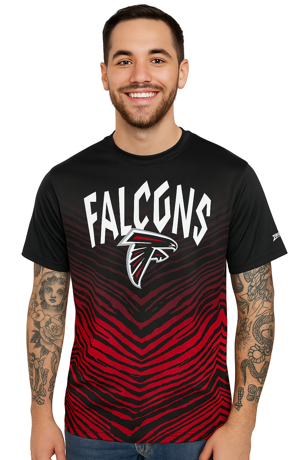 Zubaz NFL Men's Wild Card Zebra Team Color Short SleeveT Shirt, Atlanta Falcons