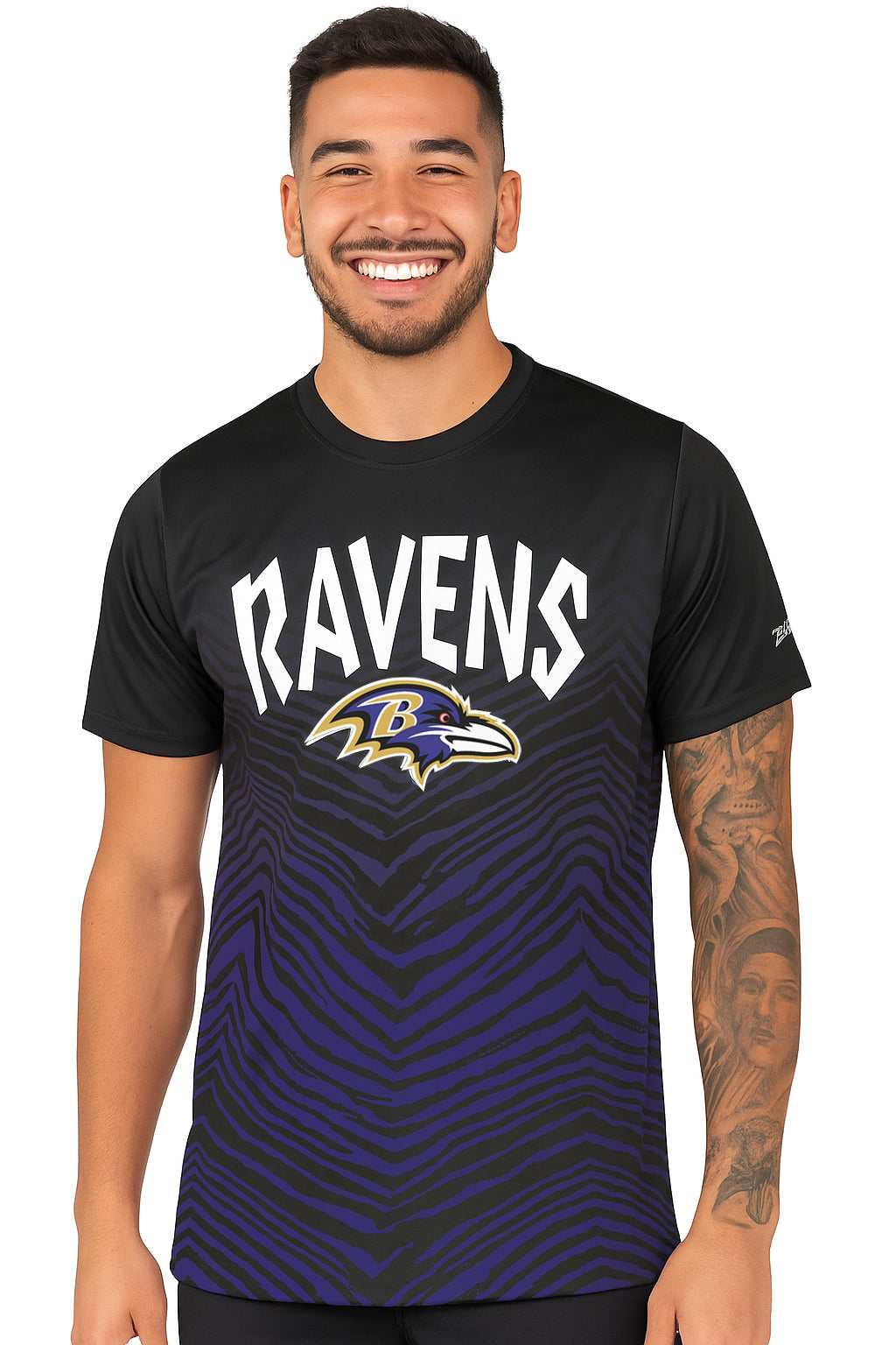 Zubaz NFL Men's Wild Card Zebra Team Color Short SleeveT Shirt, Baltimore Ravens - Official NFL Ravens Zubaz Apparel (38 of 5