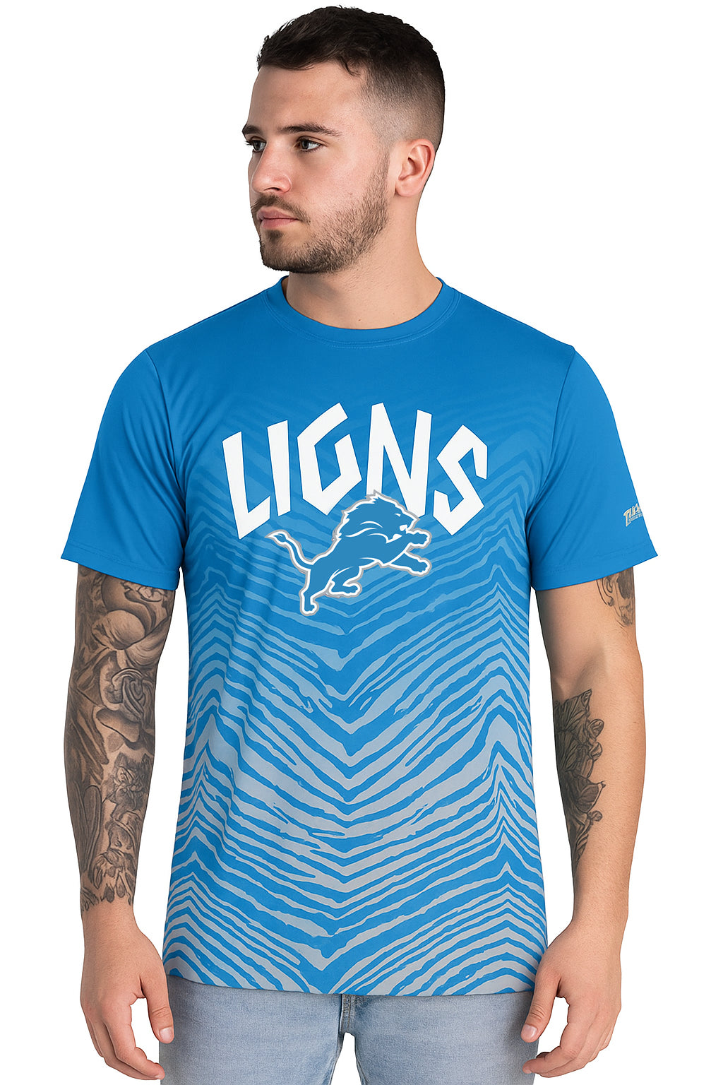 Zubaz NFL Men's Wild Card Zebra Team Color Short SleeveT Shirt, Detroit Lions - Official NFL Lions Zubaz Apparel (31 of 59)
