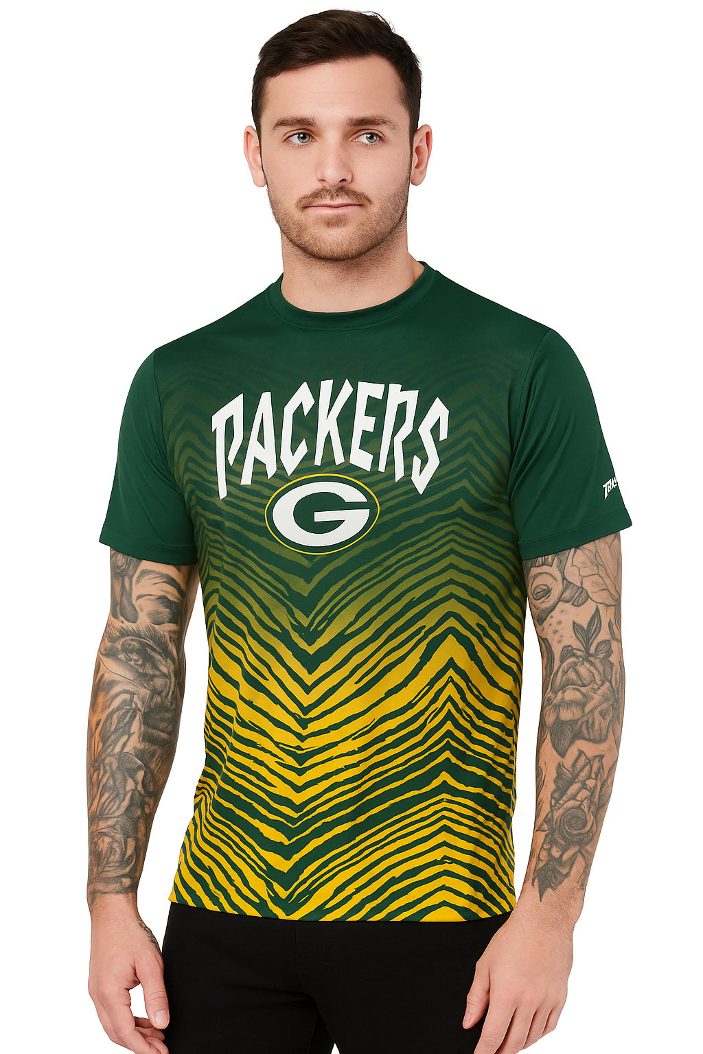 Zubaz NFL Men's Wild Card Zebra Team Color Short SleeveT Shirt, Green Bay Packers - Official NFL Packers Zubaz Apparel (52 of