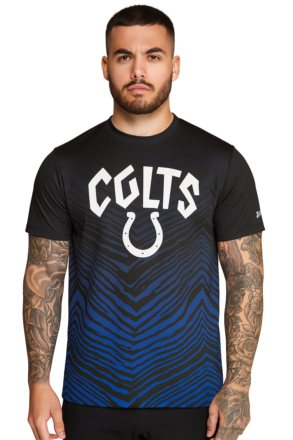 Zubaz NFL Men's Wild Card Zebra Team Color Short SleeveT Shirt, Indianapolis Colts - Official NFL Colts Zubaz Apparel (42 of