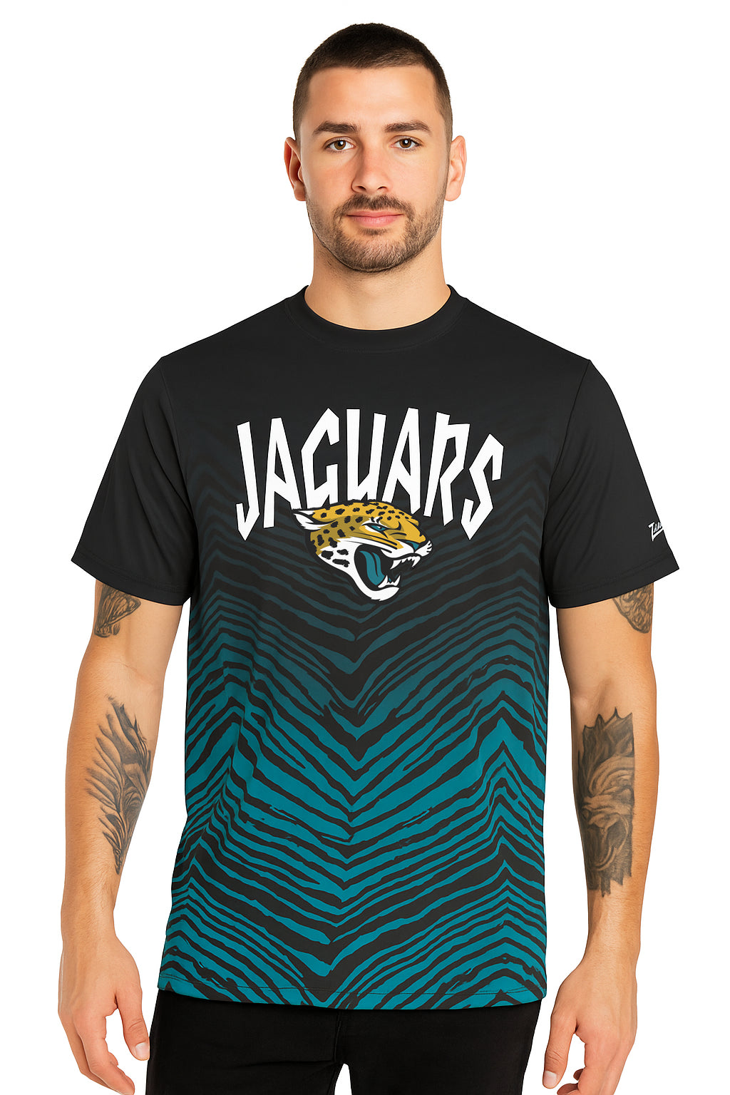 Zubaz NFL Men's Wild Card Zebra Team Color Short SleeveT Shirt, Jacksonville Jaguars - Official NFL Jaguars Zubaz Apparel (14