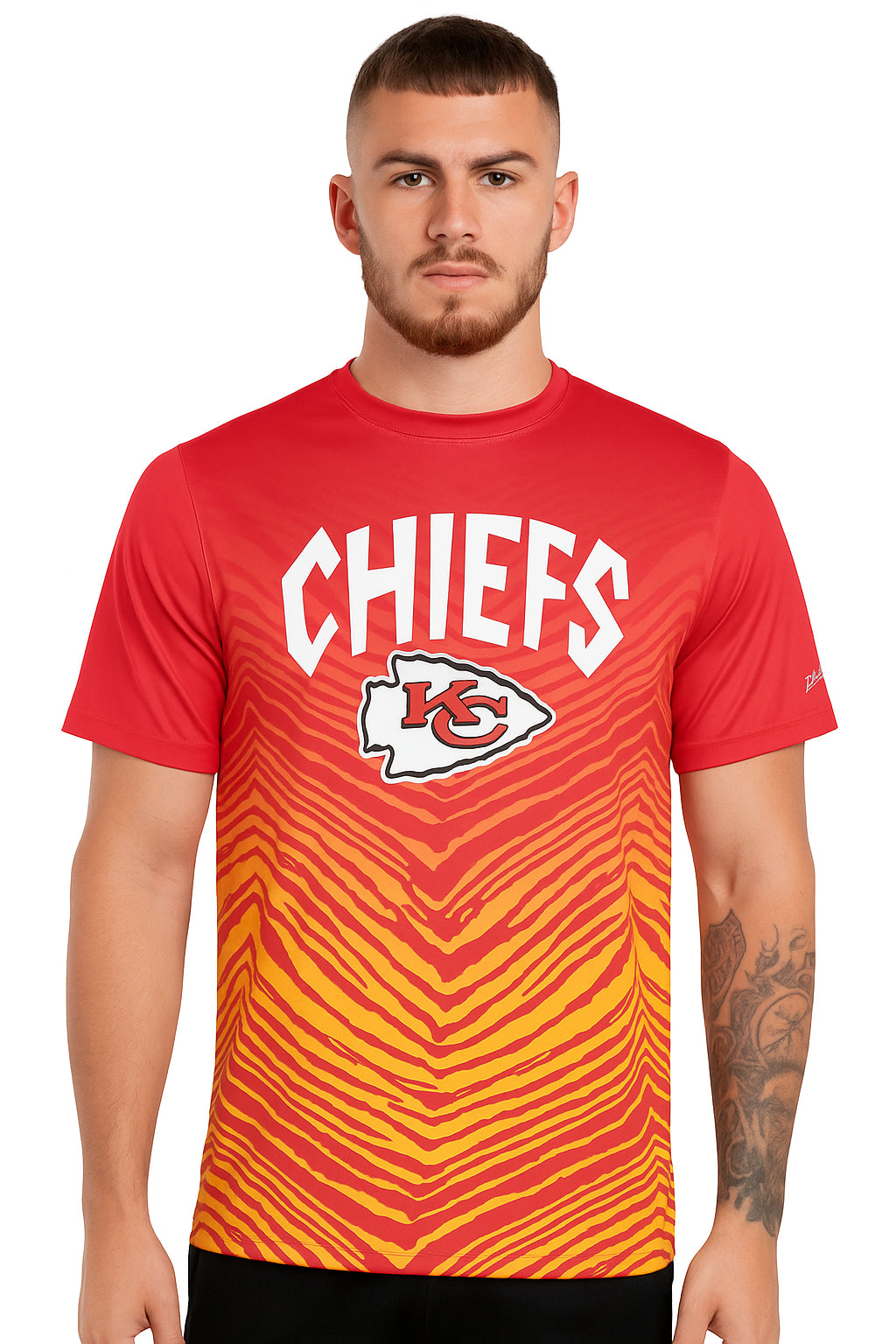 Zubaz NFL Men's Wild Card Zebra Team Color Short SleeveT Shirt, Kansas City Chiefs - Official NFL Chiefs Zubaz Apparel (49 of