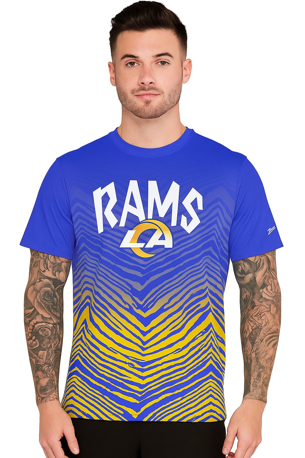 Zubaz NFL Men's Wild Card Zebra Team Color Short SleeveT Shirt, Los Angeles Rams
