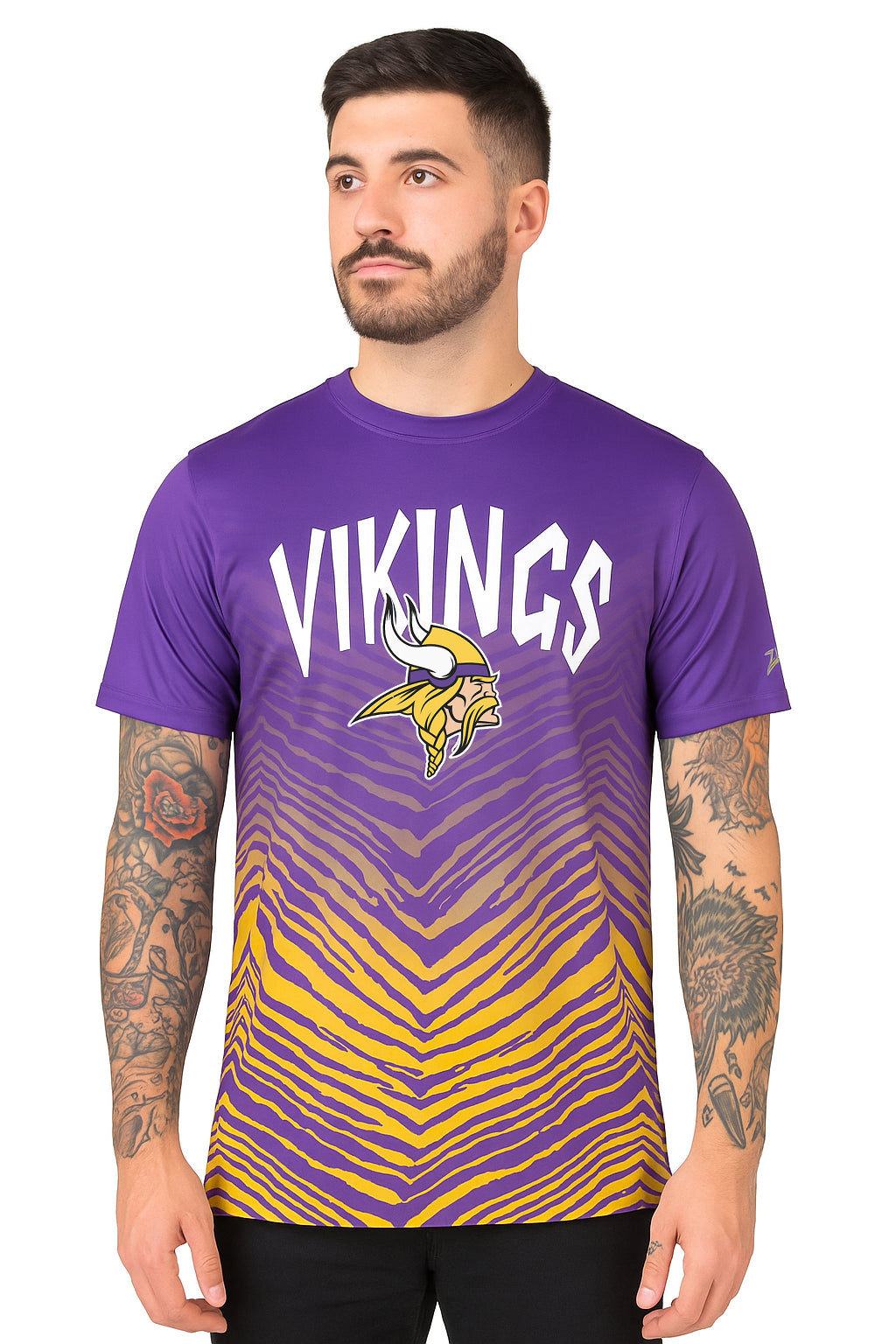 Zubaz NFL Men's Wild Card Zebra Team Color Short SleeveT Shirt, Minnesota Vikings - Official NFL Vikings Zubaz Apparel (56 of