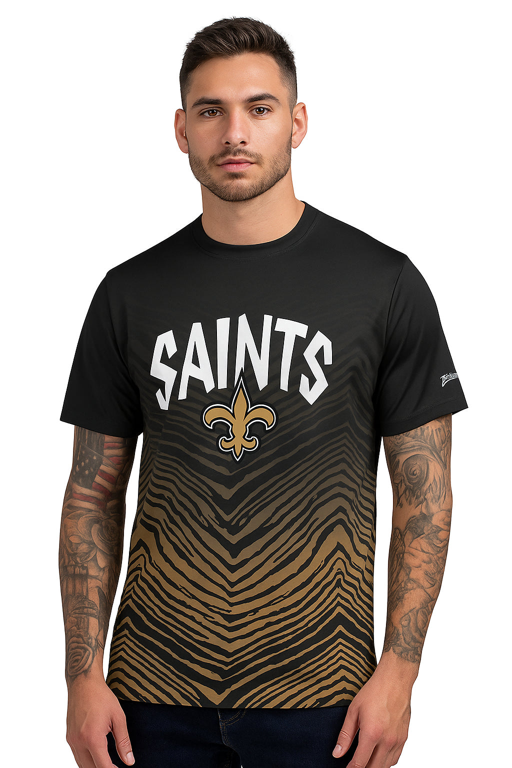 Zubaz NFL Men's Wild Card Zebra Team Color Short SleeveT Shirt, New Orleans Saints - Official NFL Saints Zubaz Apparel (56 of