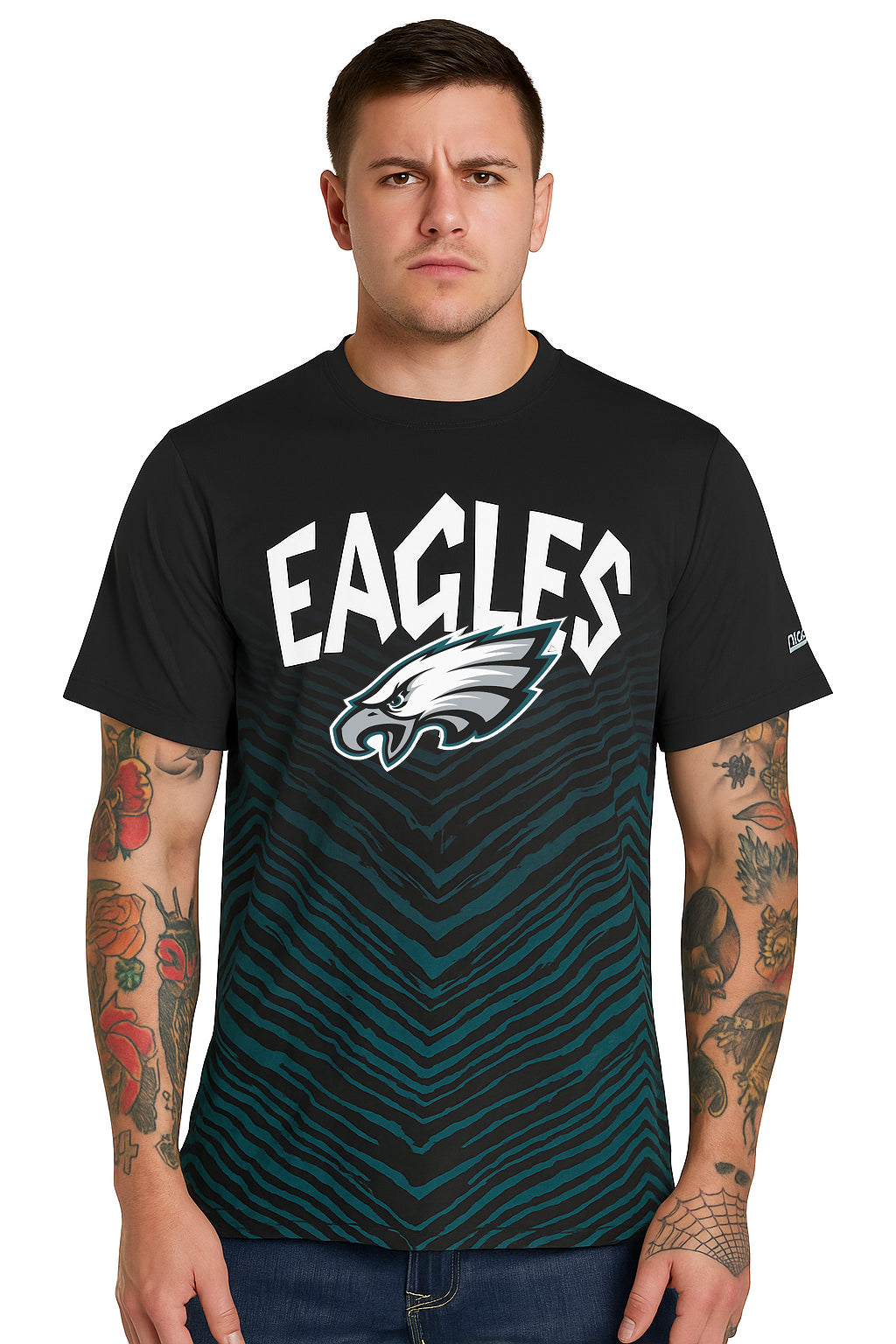 Zubaz NFL Men's Wild Card Zebra Team Color Short SleeveT Shirt, Philadelphia Eagles - Official NFL Eagles Zubaz Apparel (49 o