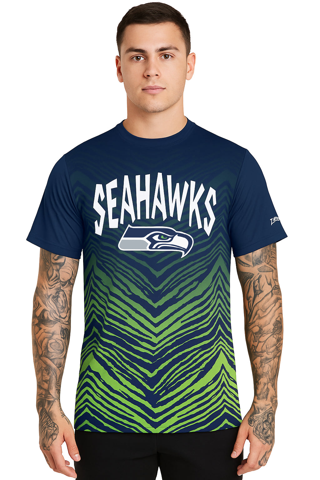 Zubaz NFL Men's Wild Card Zebra Team Color Short SleeveT Shirt, Seattle Seahawks - Official NFL Seahawks Zubaz Apparel (21 of