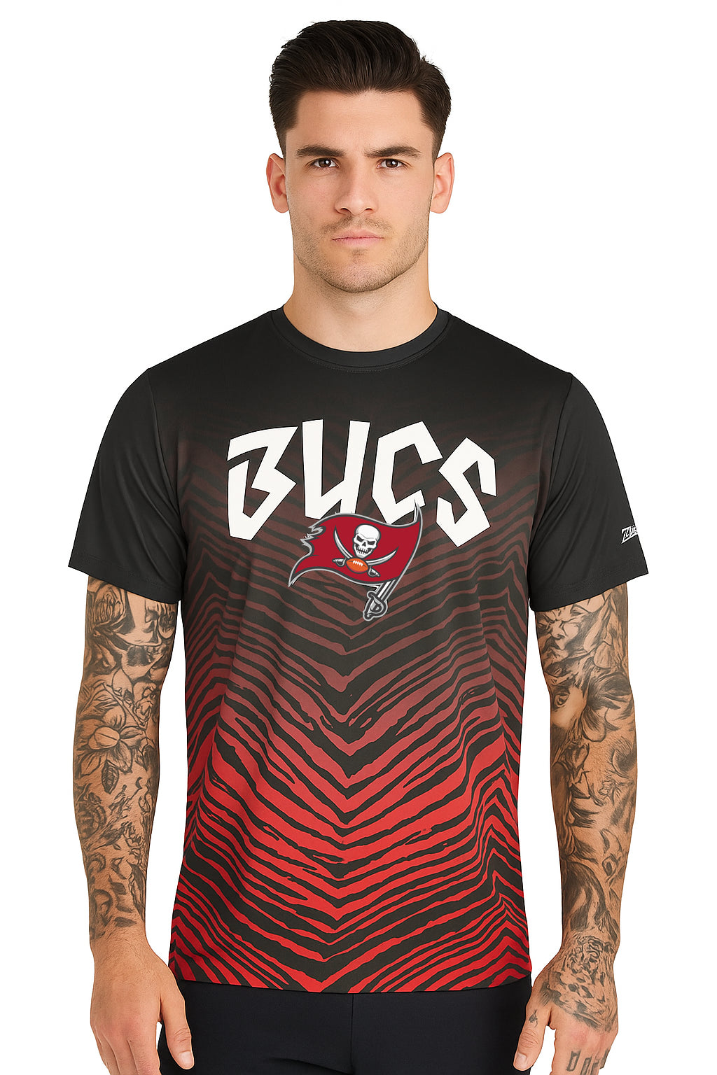 Zubaz NFL Men's Wild Card Zebra Team Color Short SleeveT Shirt, Tampa Bay Buccaneers - Official NFL Licensed Zubaz Apparel (2