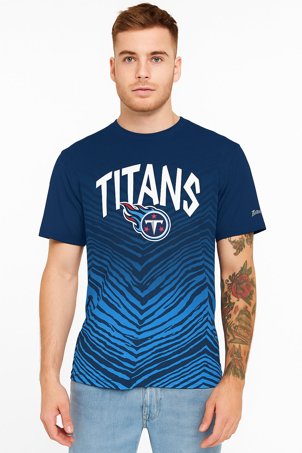 Zubaz NFL Men's Wild Card Zebra Team Color Short SleeveT Shirt, Tennessee Titans - Official NFL Titans Zubaz Apparel (14 of 6