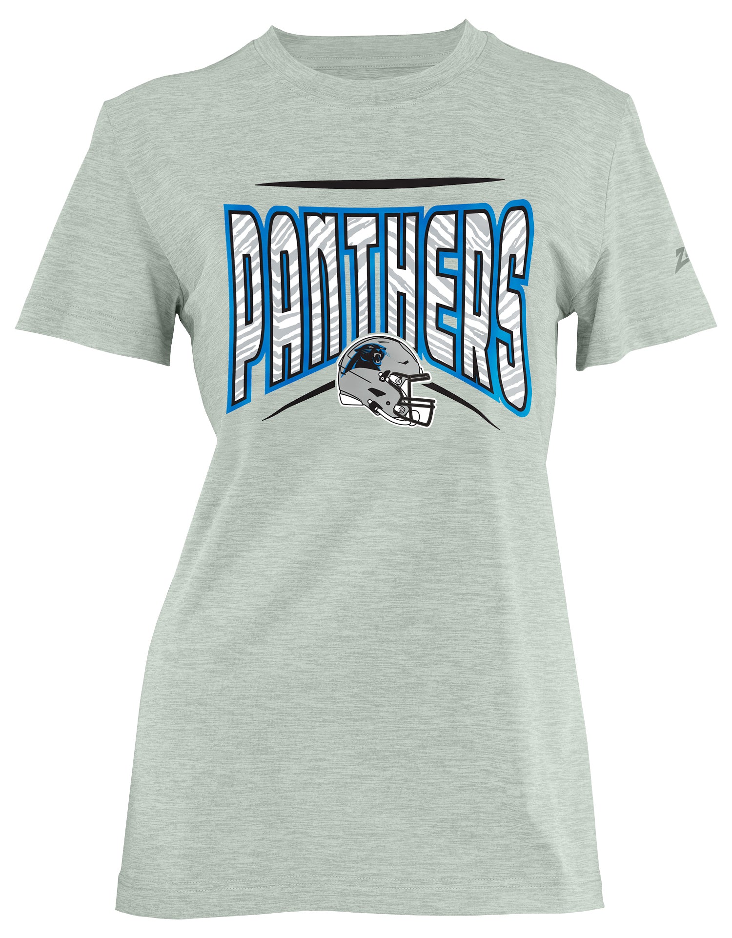 Zubaz NFL Women's Quarterback Heather Gray Color Short Sleeve T-Shirt, Carolina Panthers