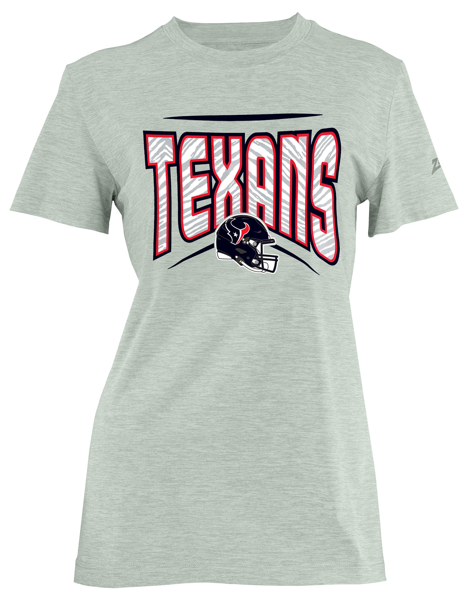Zubaz NFL Women's Quarterback Heather Gray Color Short Sleeve T-Shirt, Houston Texans