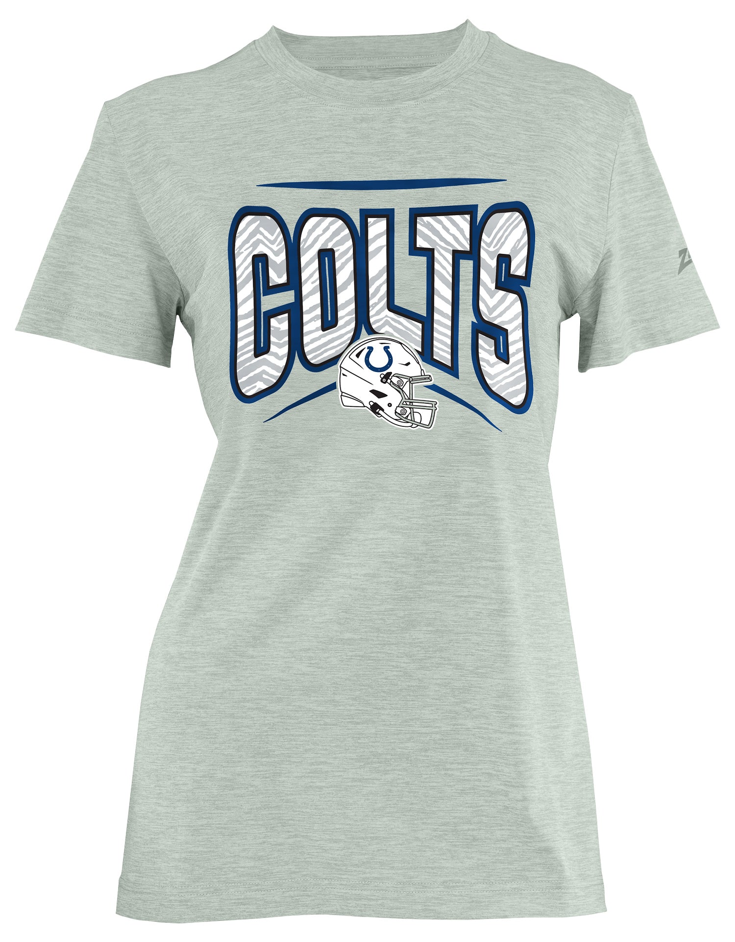 Zubaz NFL Women's Quarterback Heather Gray Color Short Sleeve T-Shirt, Indianapolis Colts
