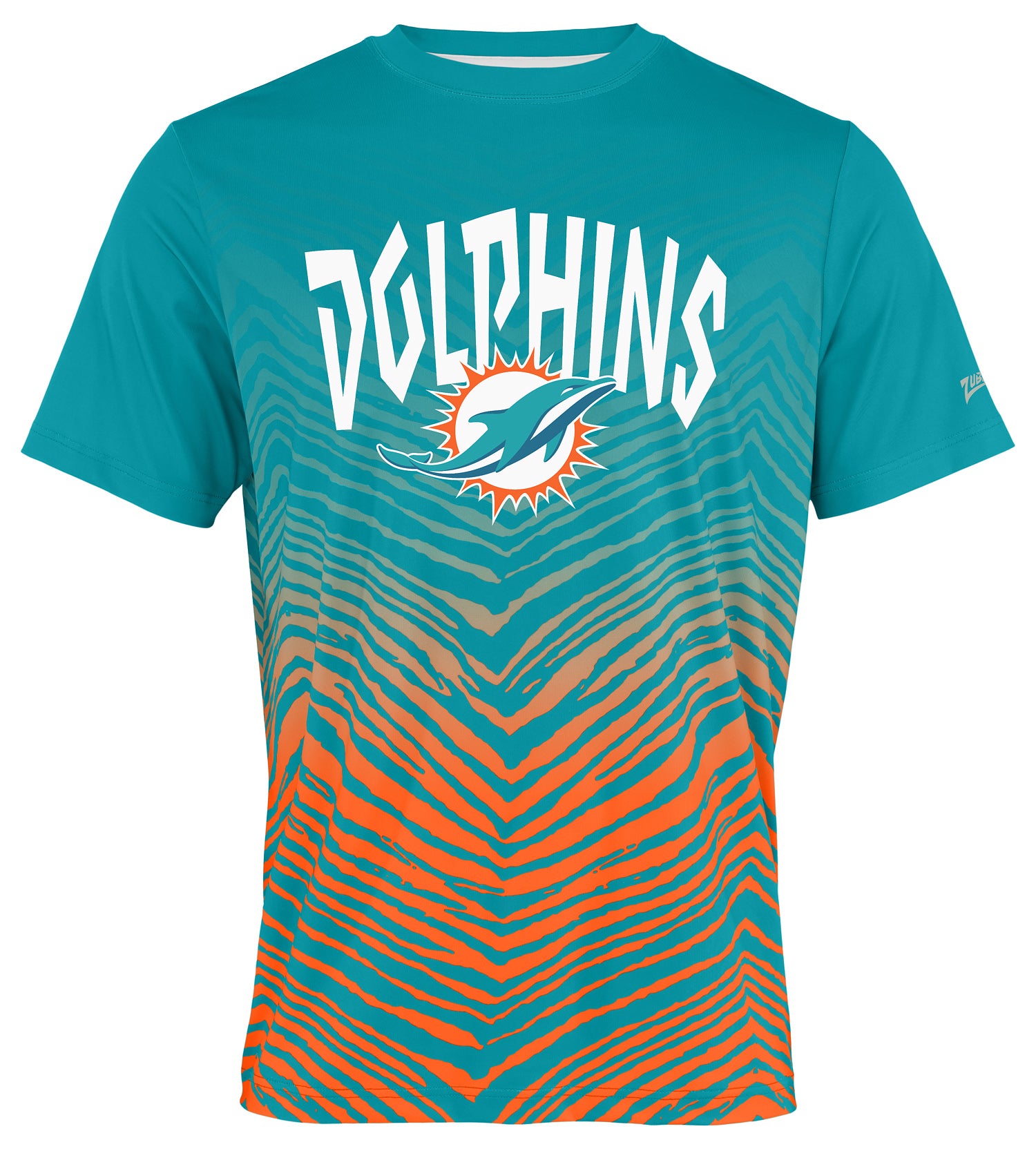 Zubaz NFL Men's Wild Card Zebra Team Color Short SleeveT Shirt, Miami Dolphins