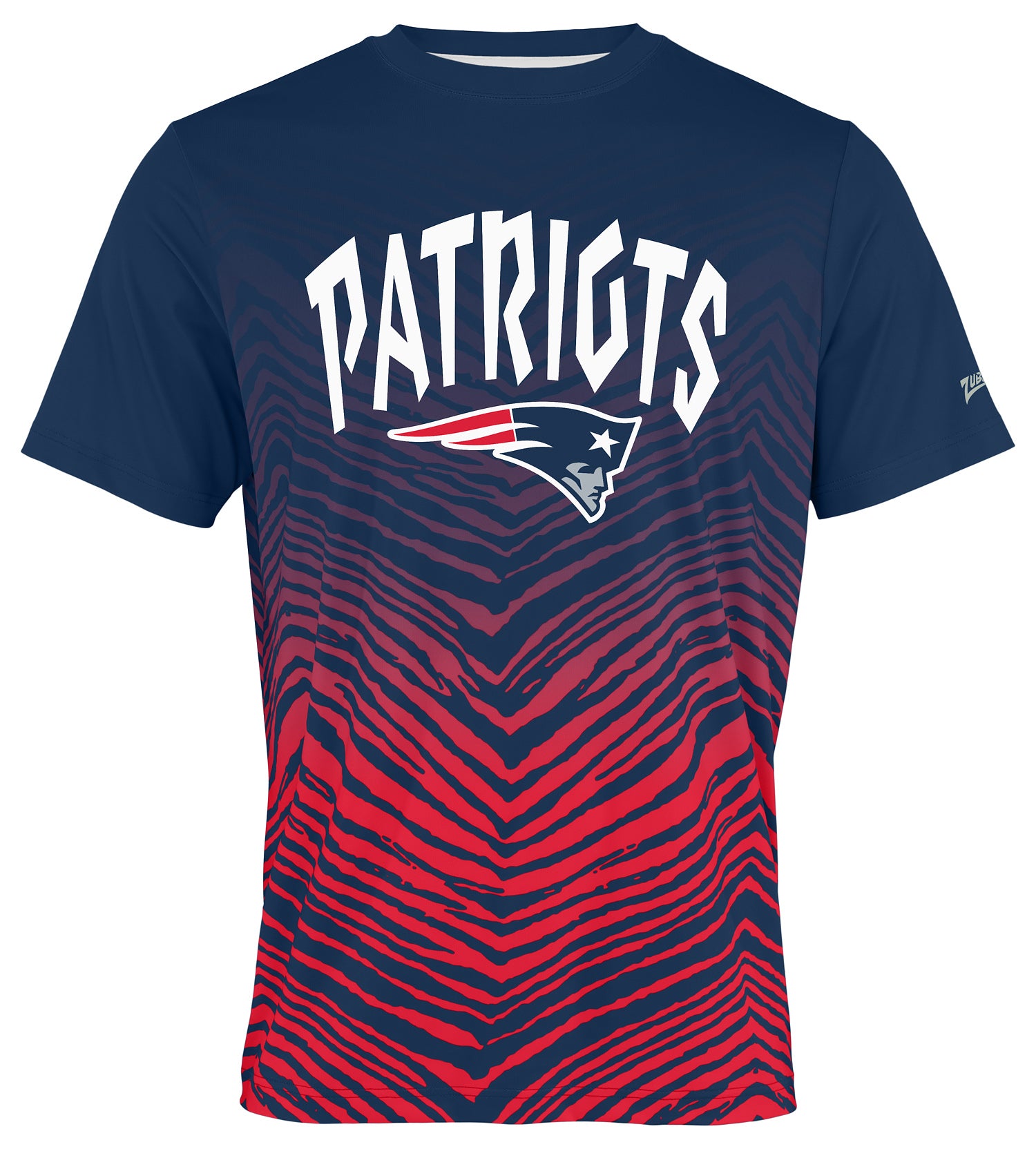 Zubaz NFL Men's Wild Card Zebra Team Color Short SleeveT Shirt, New England Patriots