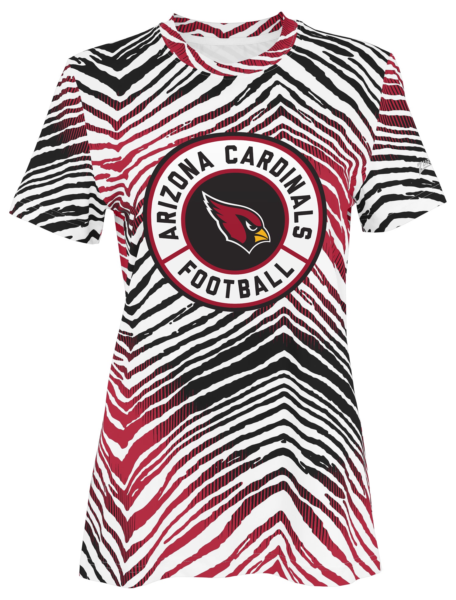 Zubaz NFL Women's Zebra 2 Team Color Circle Logo Short Sleeve T-Shirt, Arizona Cardinals