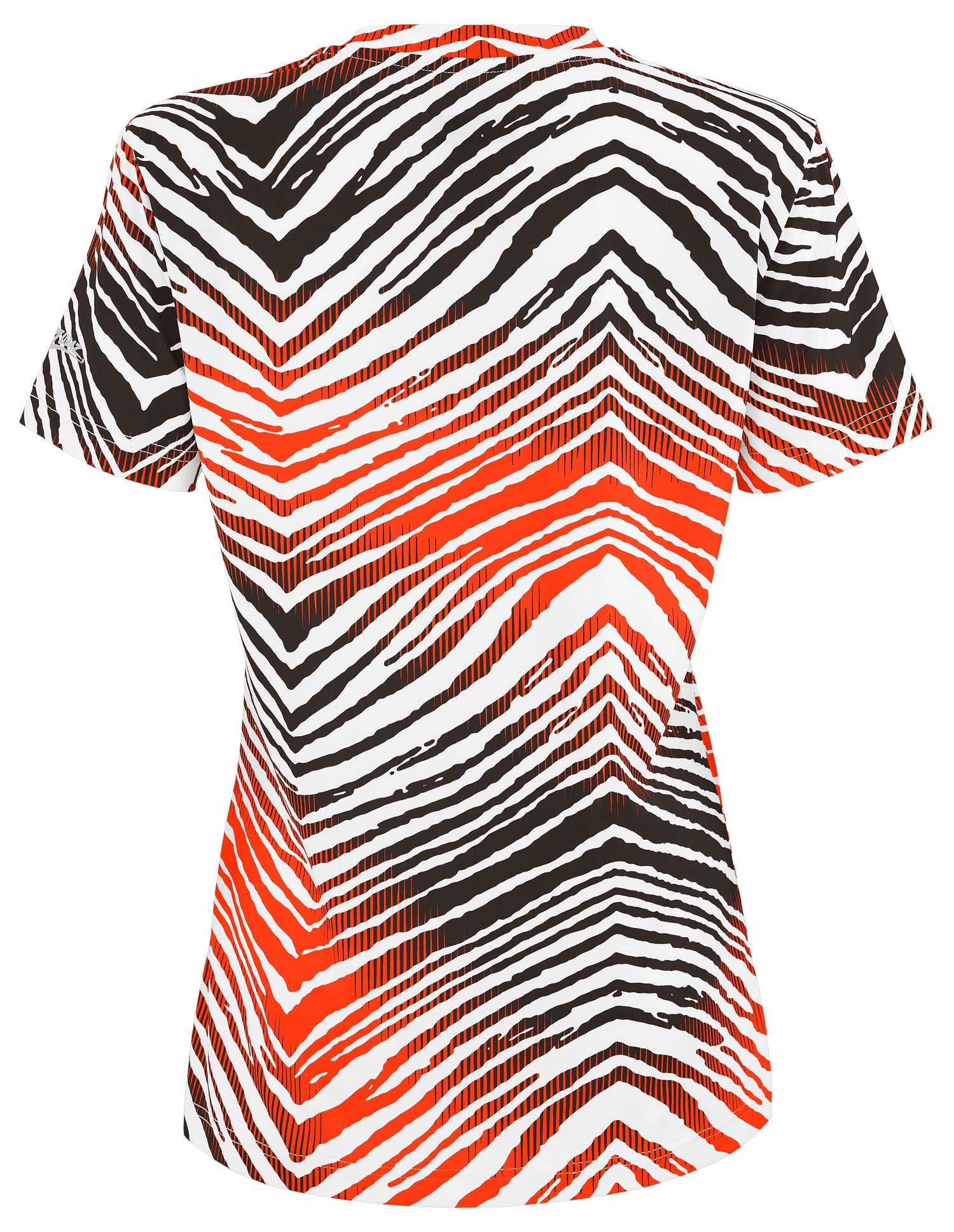 Zubaz NFL Women's Zebra 2 Team Color Circle Logo Short Sleeve T-Shirt, Cleveland Browns