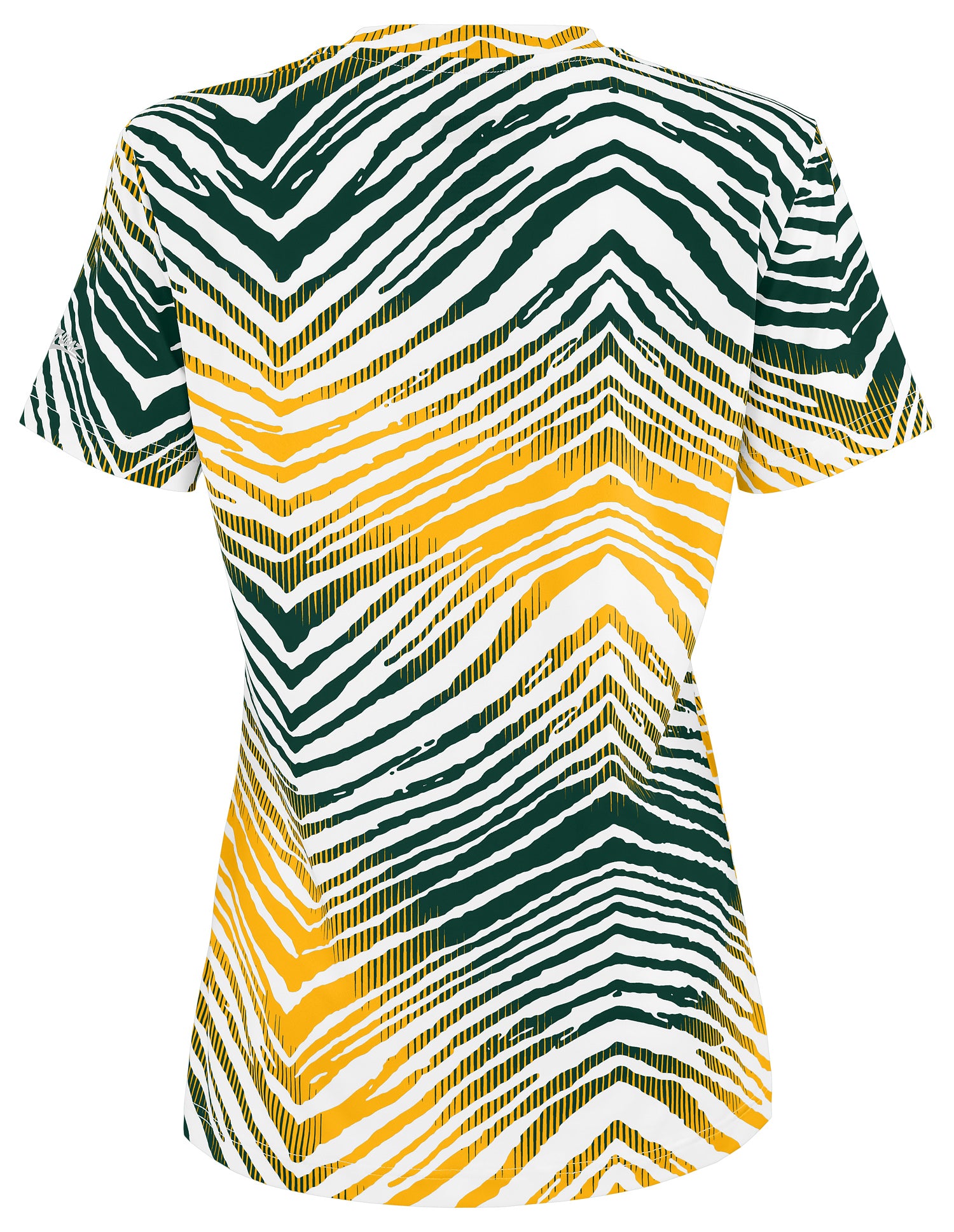 Zubaz NFL Women's Zebra 2 Team Color Circle Logo Short Sleeve T-Shirt, Green Bay Packers