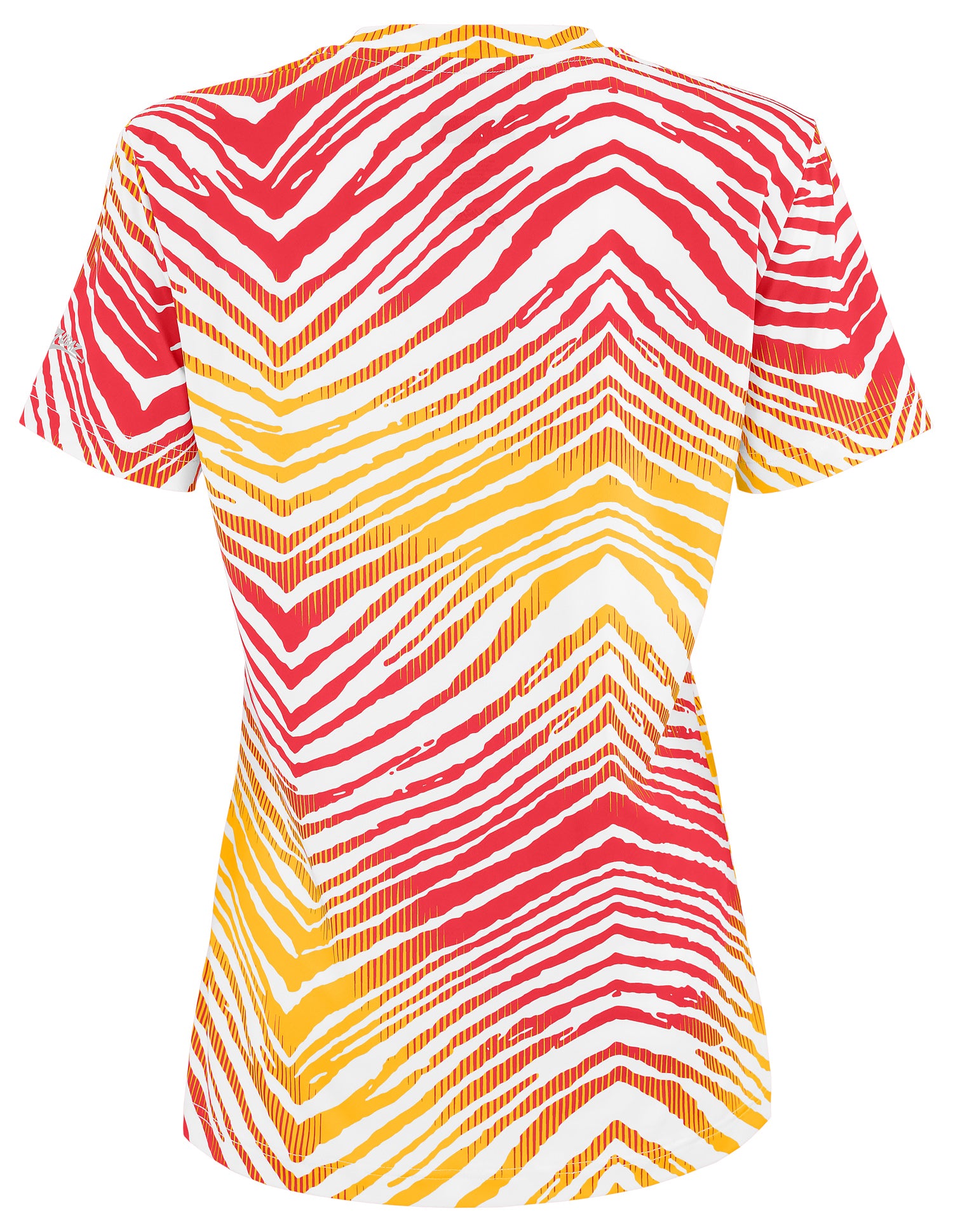 Zubaz NFL Women's Zebra 2 Team Color Circle Logo Short Sleeve T-Shirt, Kansas City Chiefs