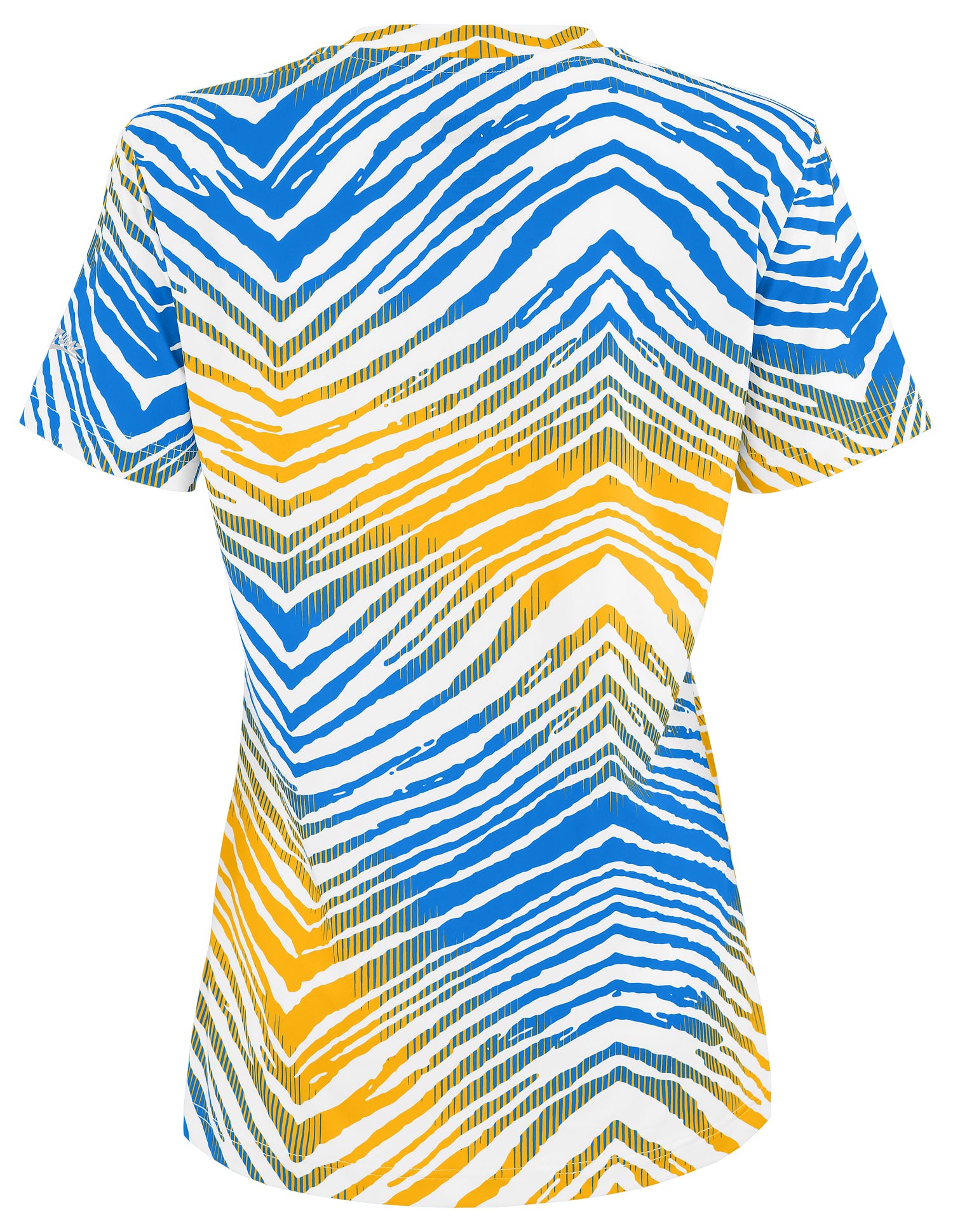 Zubaz NFL Women's Zebra 2 Team Color Circle Logo Short Sleeve T-Shirt, Los Angeles Chargers