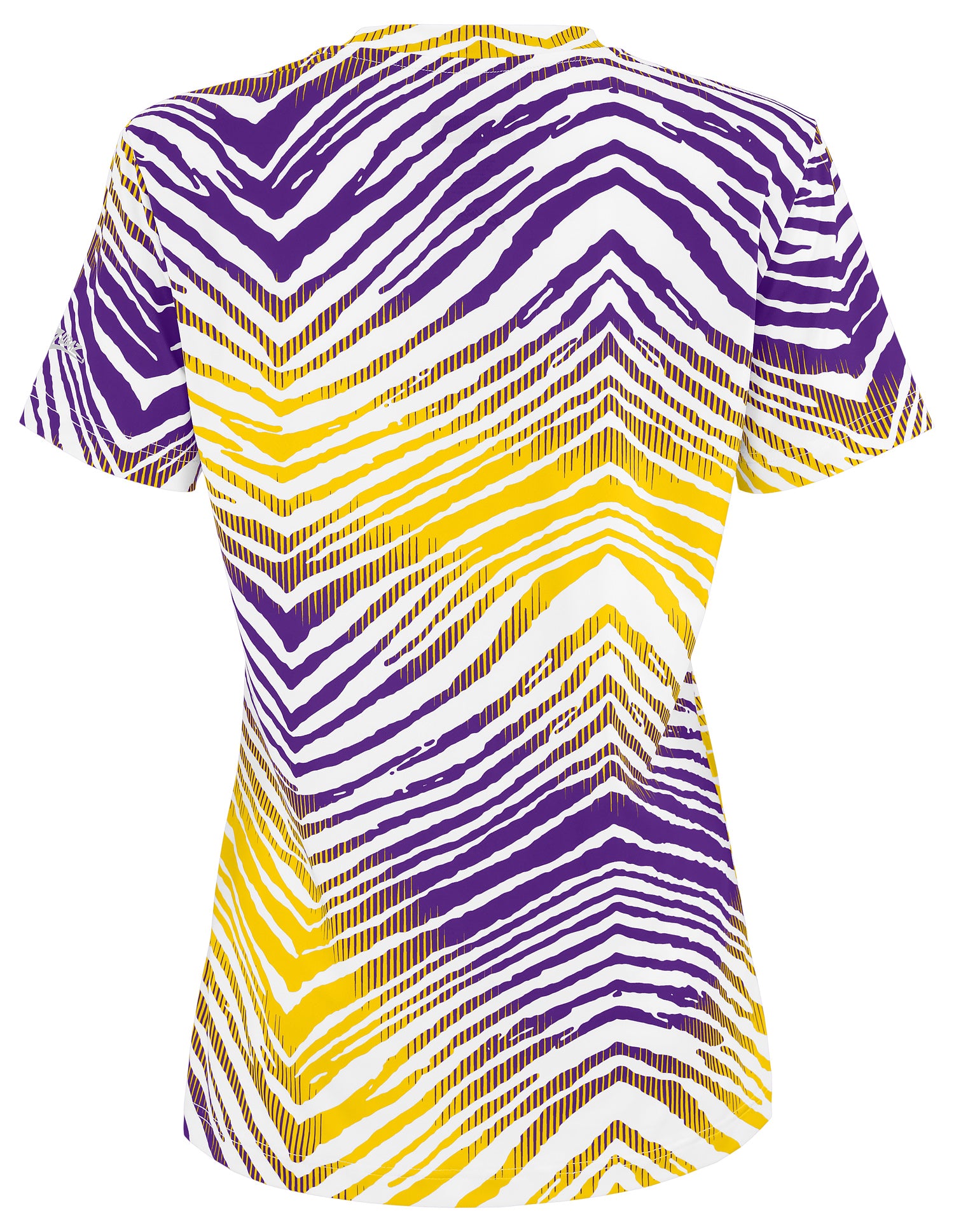 Zubaz NFL Women's Zebra 2 Team Color Circle Logo Short Sleeve T-Shirt, Minnesota Vikings