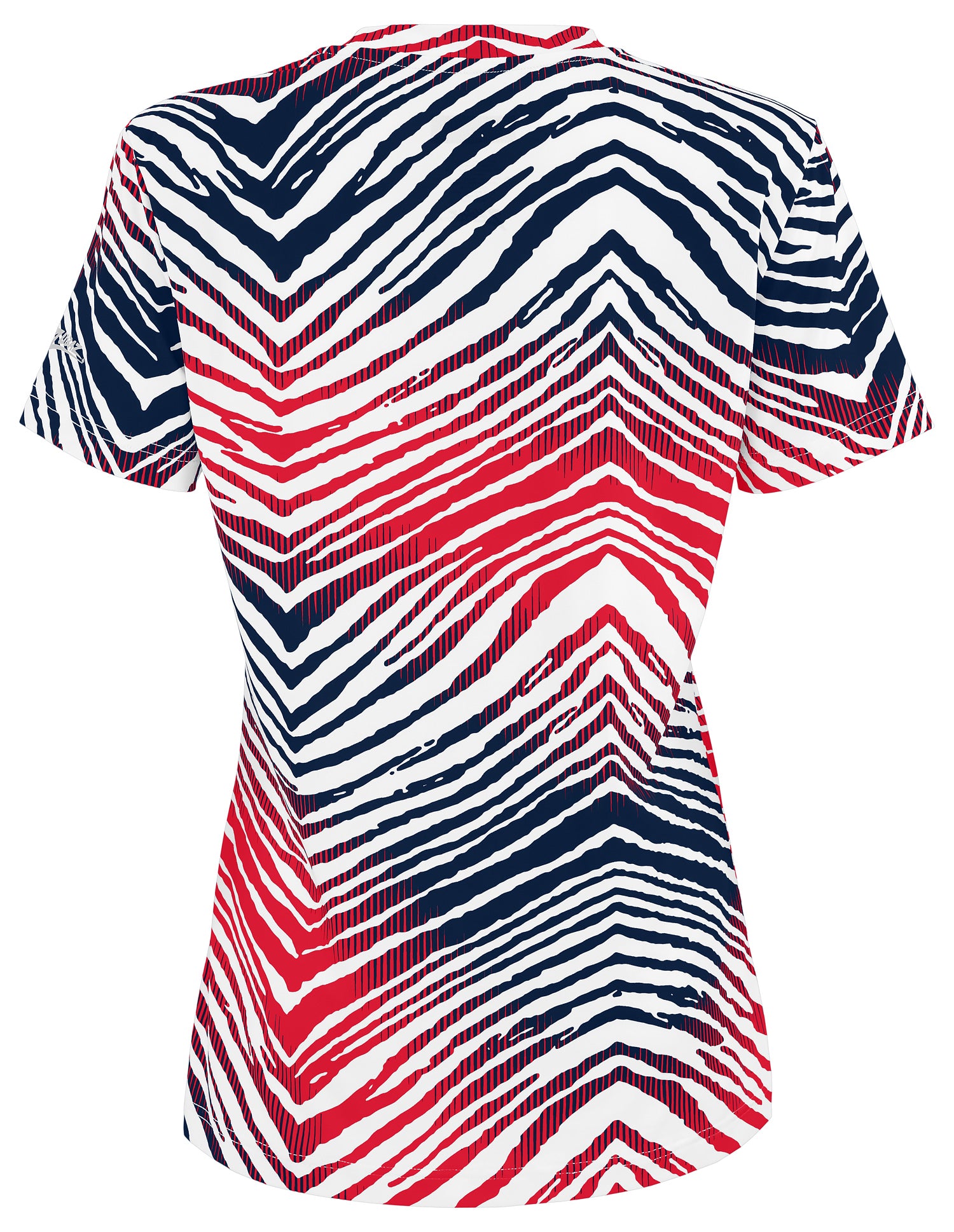 Zubaz NFL Women's Zebra 2 Team Color Circle Logo Short Sleeve T-Shirt, New England Patriots