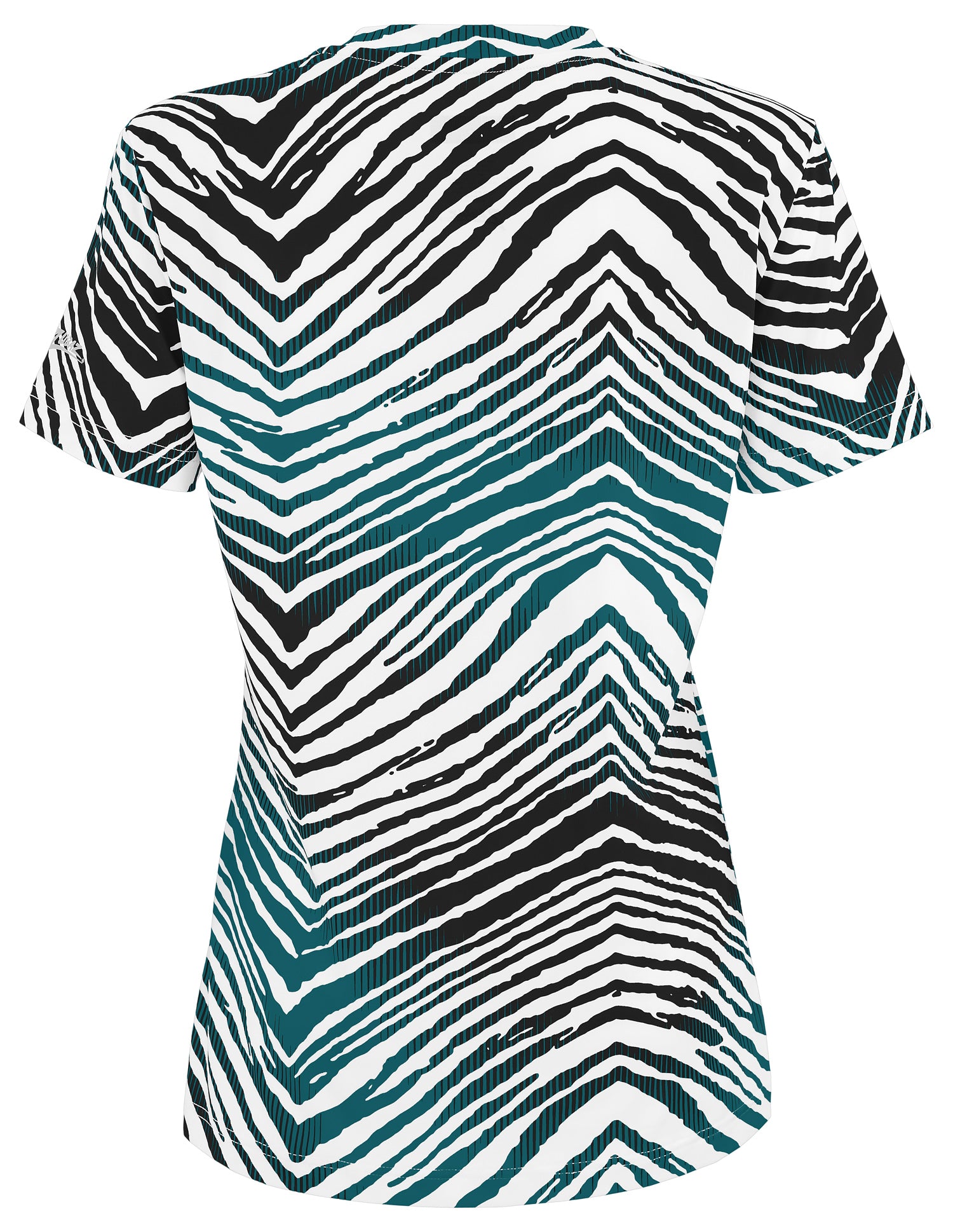 Zubaz NFL Women's Zebra 2 Team Color Circle Logo Short Sleeve T-Shirt, Philadelphia Eagles