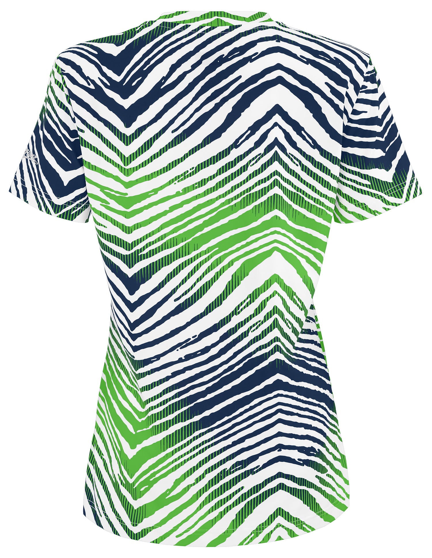 Zubaz NFL Women's Zebra 2 Team Color Circle Logo Short Sleeve T-Shirt, Seattle Seahawks