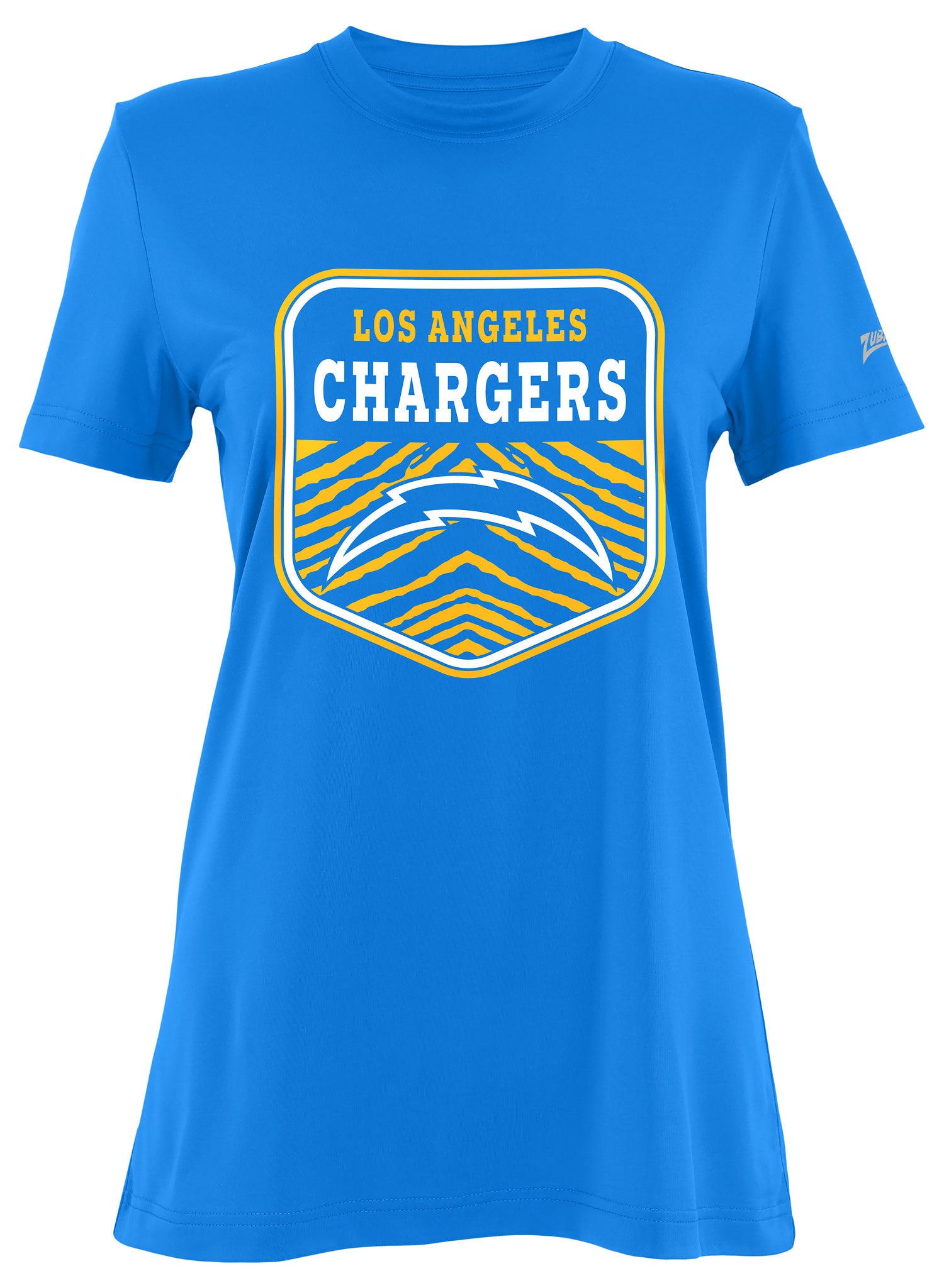Zubaz NFL Women's Kicker Team Color Short Sleeve T-Shirt, Los Angeles Chargers