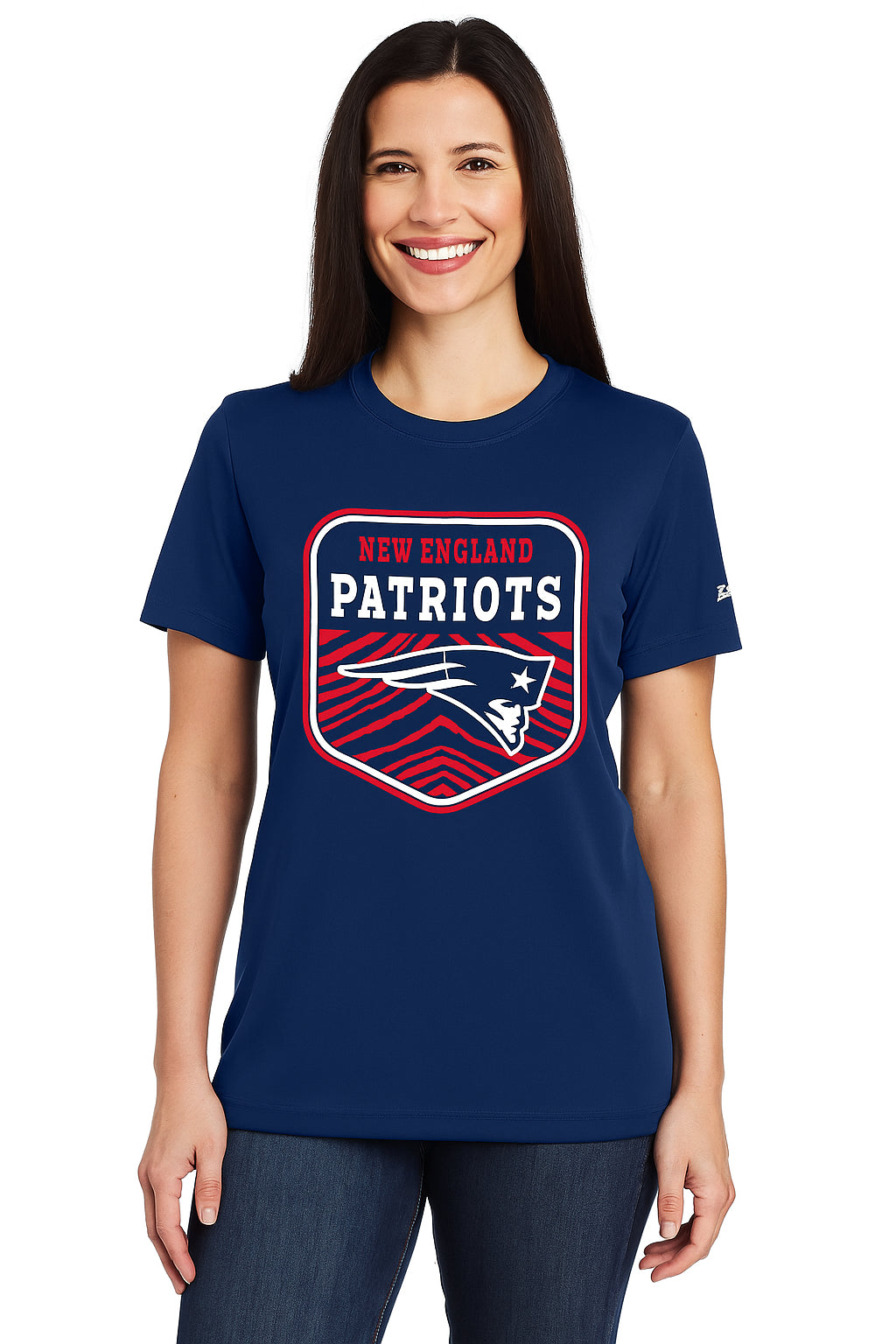 Zubaz NFL Women's Kicker Team Color Short Sleeve T-Shirt, New England Patriots
