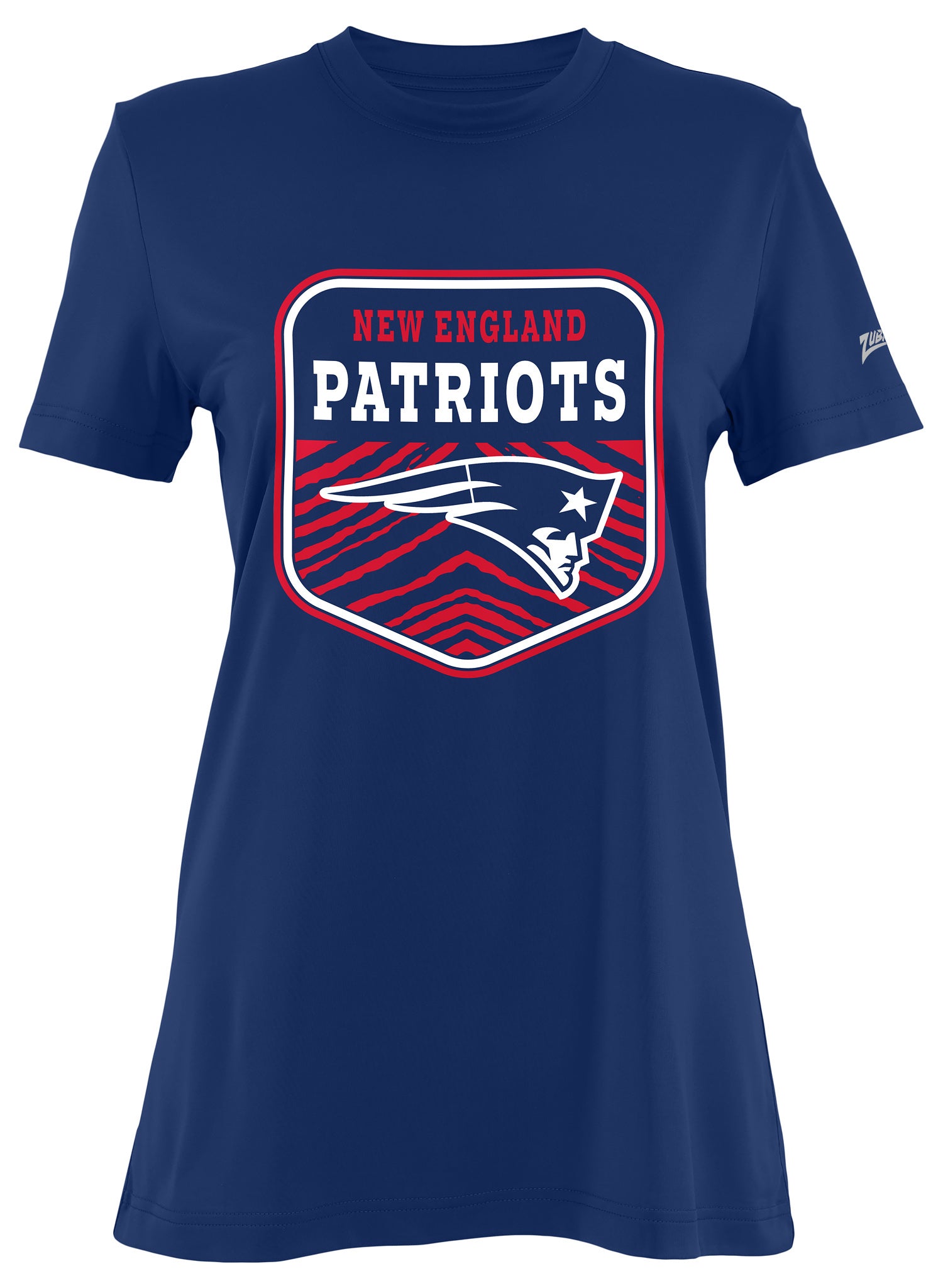 Zubaz NFL Women's Kicker Team Color Short Sleeve T-Shirt, New England Patriots
