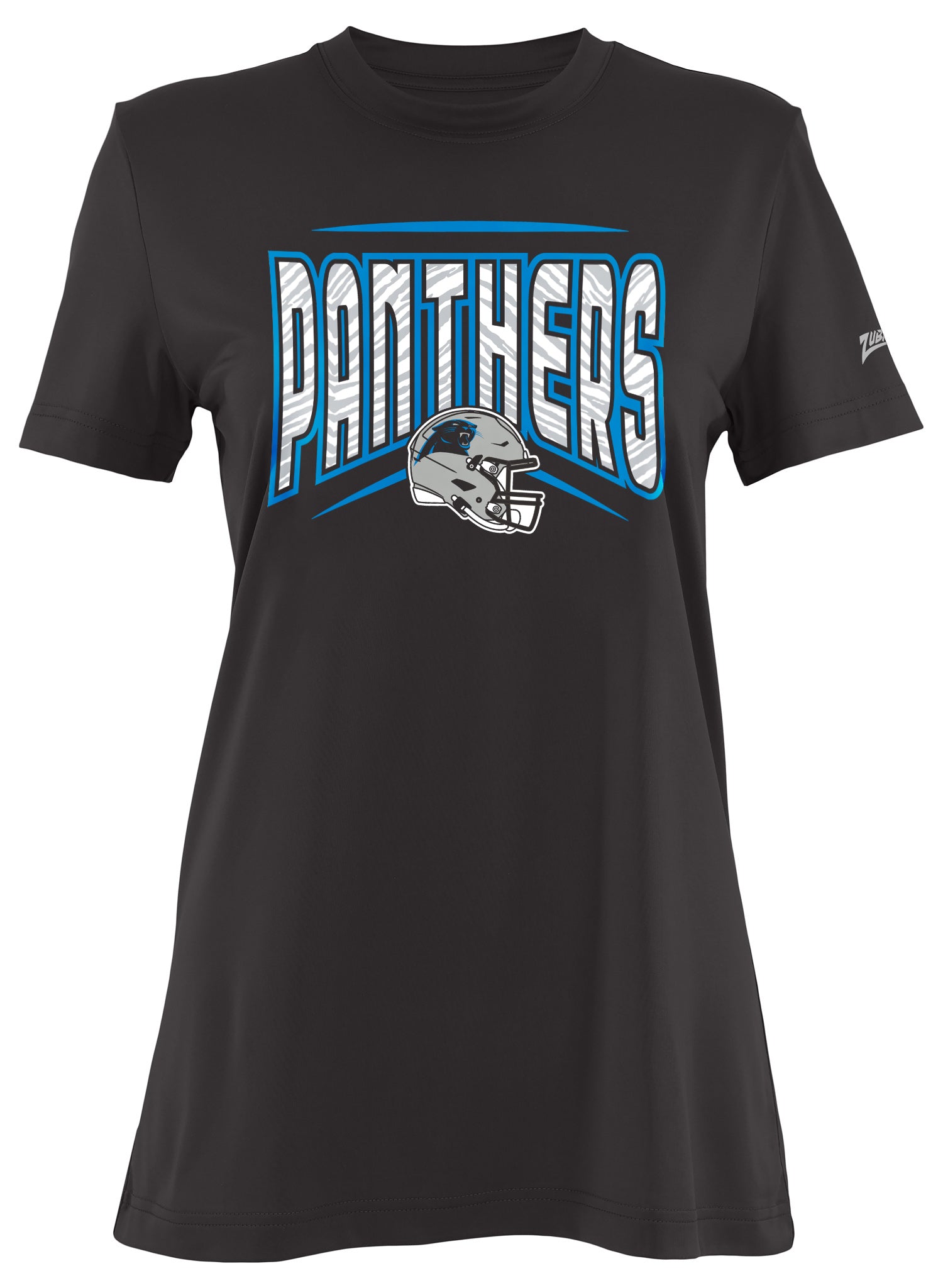 Zubaz NFL Women's Quarterback Team Color Short Sleeve T-Shirt, Carolina Panthers
