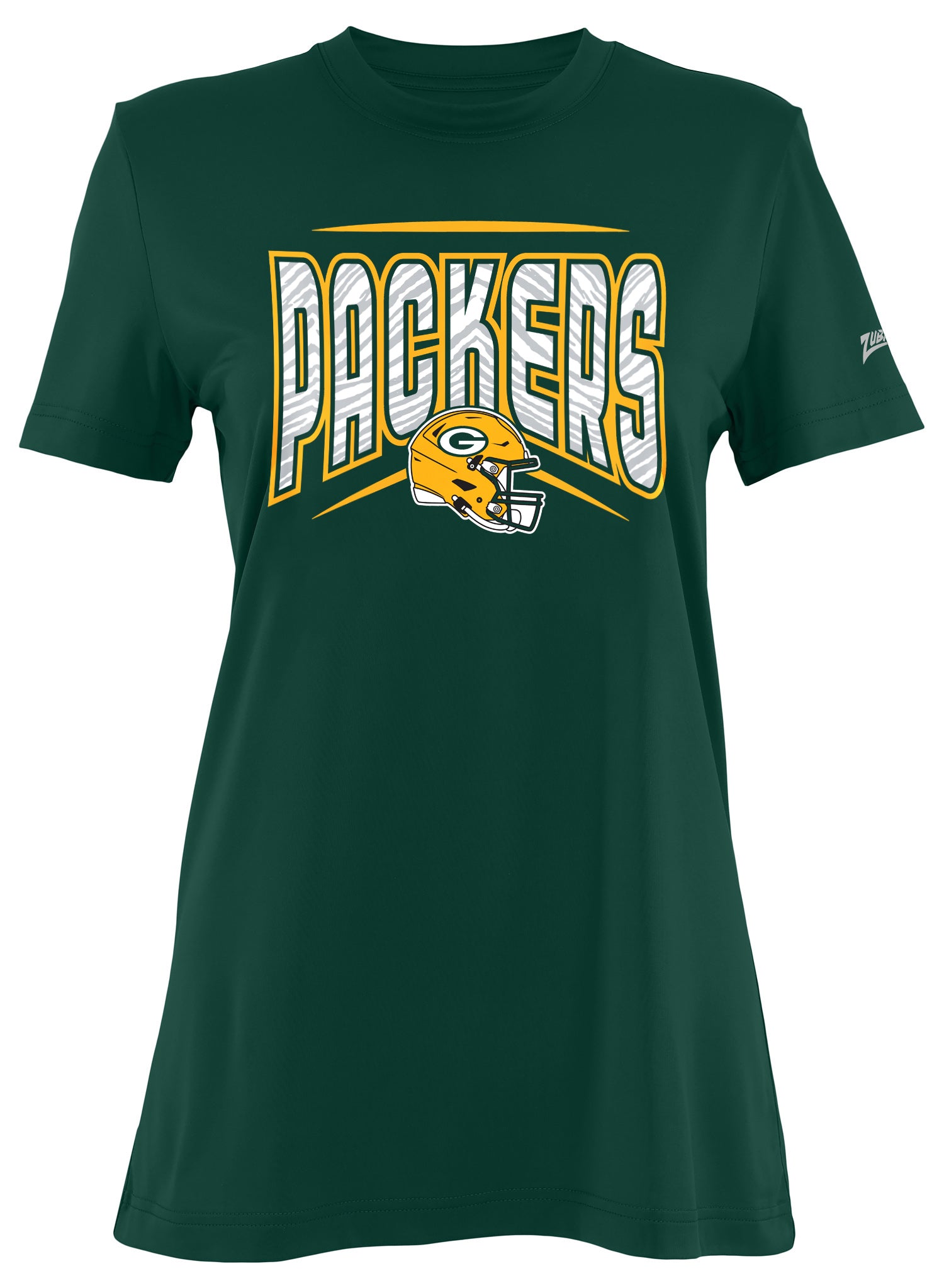 Zubaz NFL Women's Quarterback Team Color Short Sleeve T-Shirt, Green Bay Packers - Official NFL Packers Zubaz Apparel (1 of 3