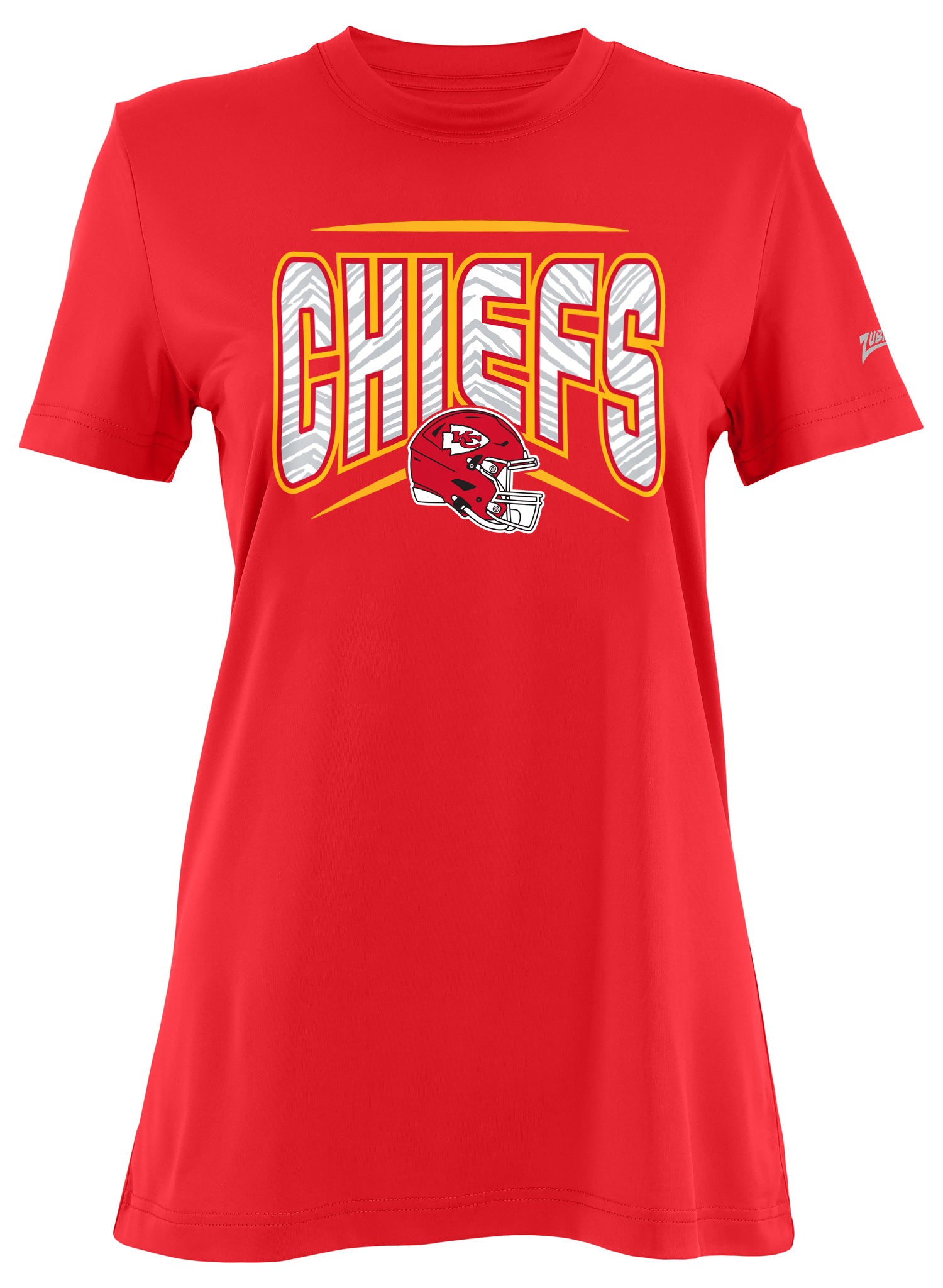 Zubaz NFL Women's Quarterback Team Color Short Sleeve T-Shirt, Kansas City Chiefs