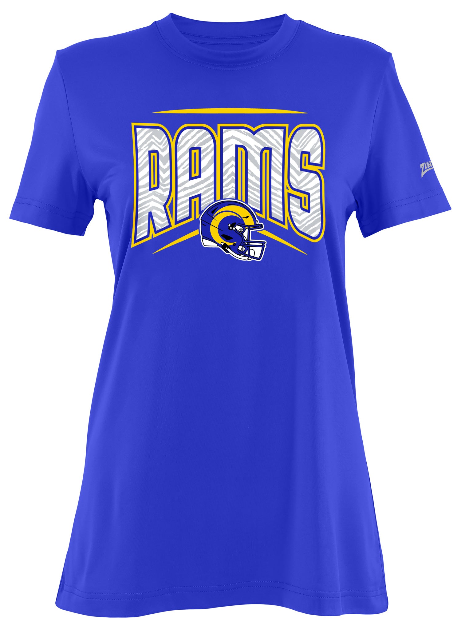Zubaz NFL Women's Quarterback Team Color Short Sleeve T-Shirt, Los Angeles Rams
