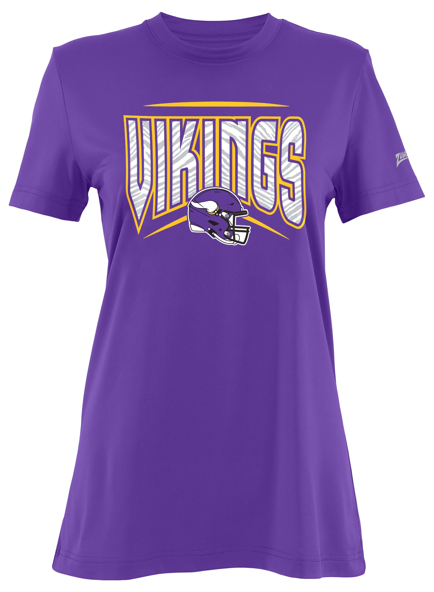 Zubaz NFL Women's Quarterback Team Color Short Sleeve T-Shirt, Minnesota Vikings