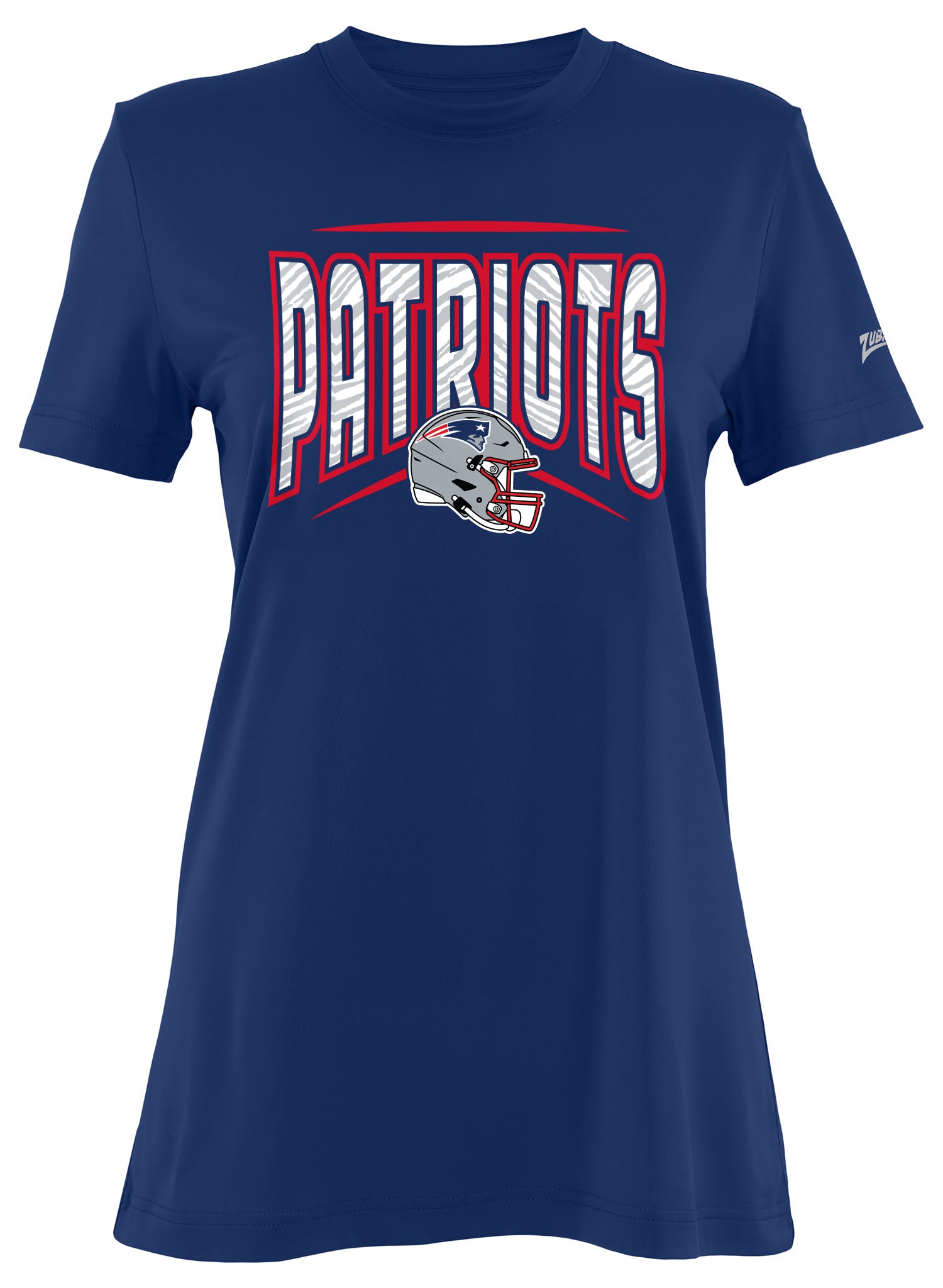 Zubaz NFL Women's Quarterback Team Color Short Sleeve T-Shirt, New England Patriots